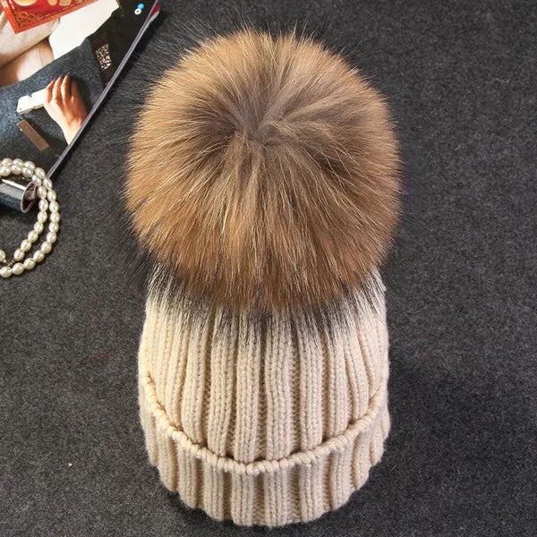Mink and Fox Fur Ball Hat Multiple Colors
