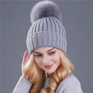 Mink and Fox Fur Ball Hat Multiple Colors