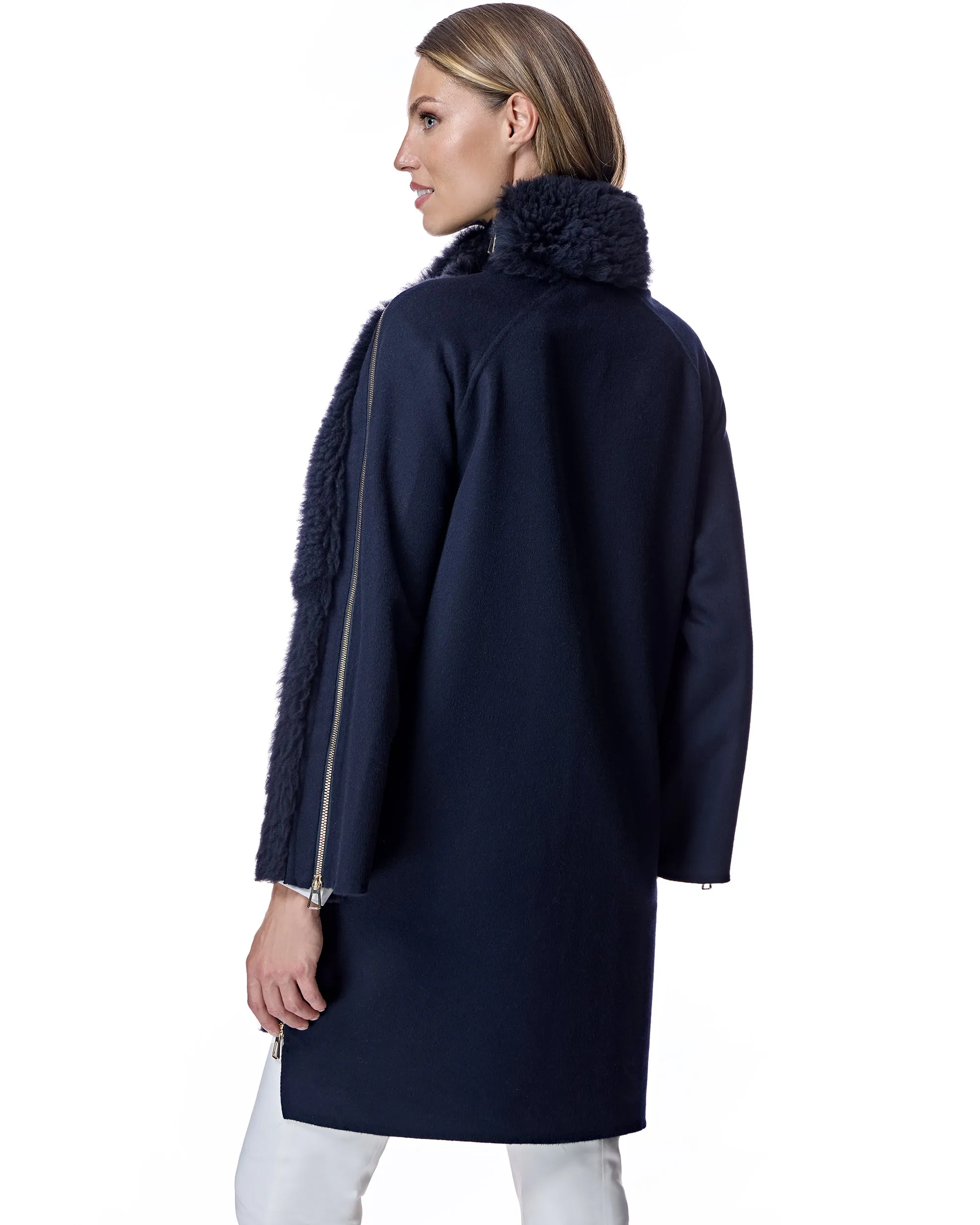 Mixed Media Shearling Coat