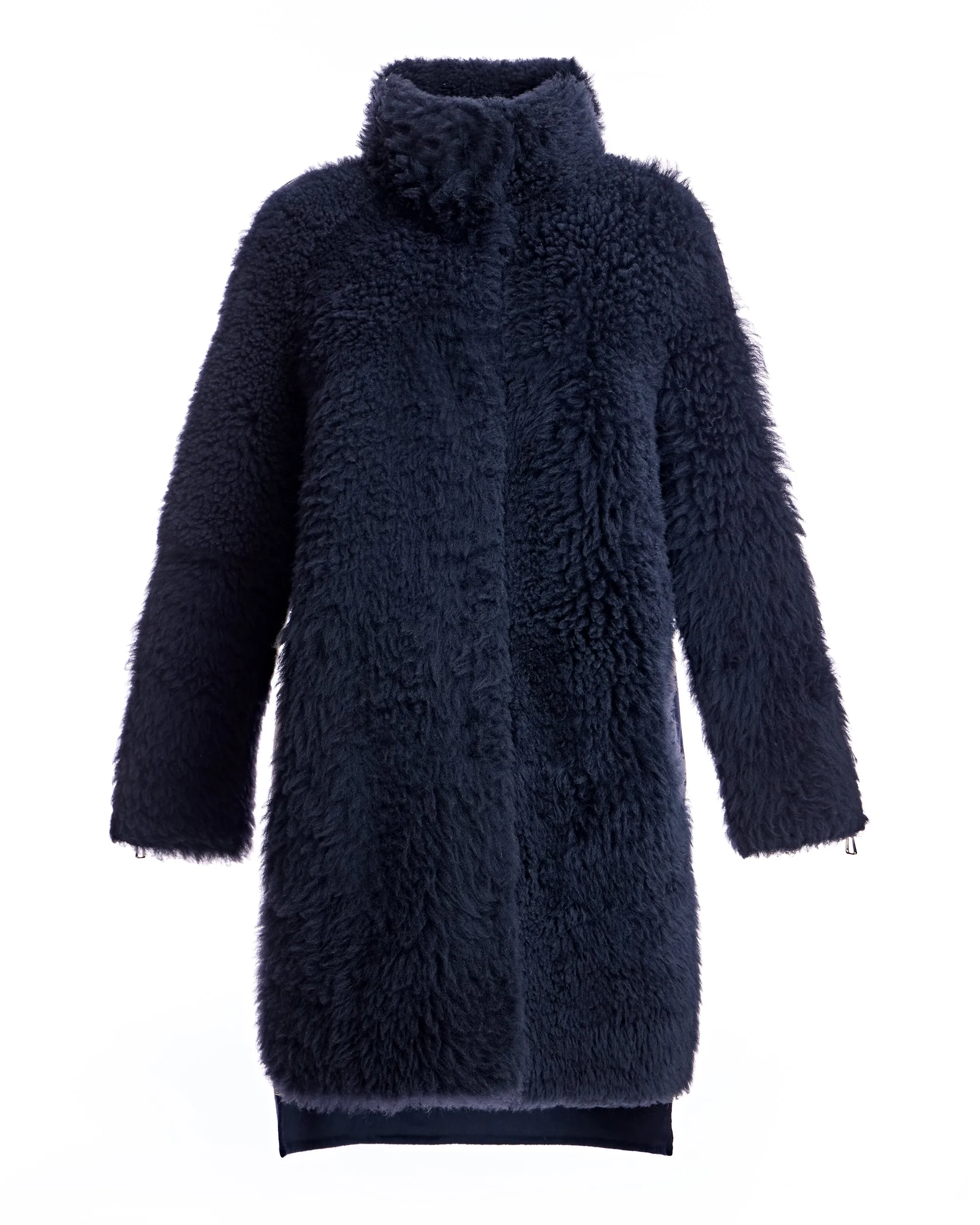 Mixed Media Shearling Coat
