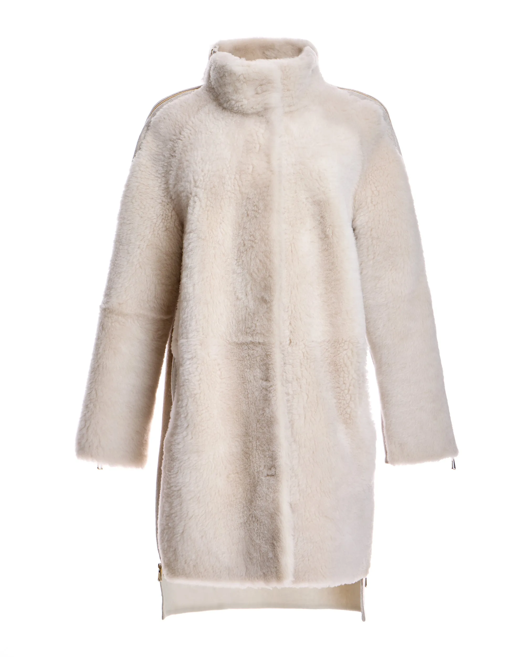 Mixed Media Shearling Coat