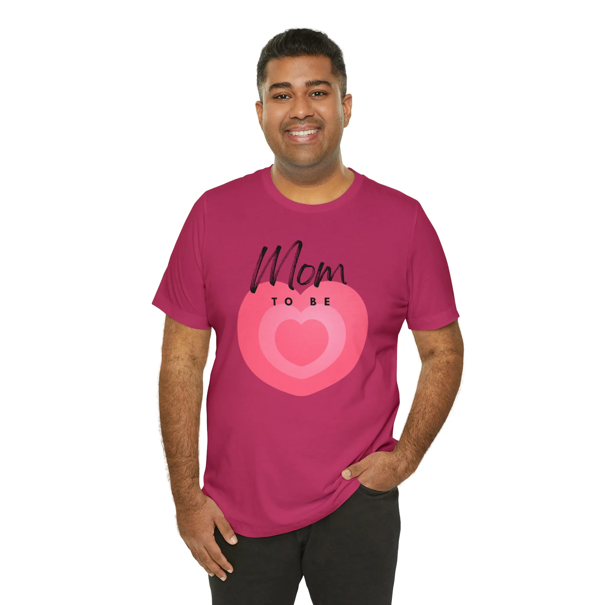 Mom Pink Heart T-Shirt | Expectant Mom Tee |  Bella Canvas 3001 Unisex |  Mother Short Sleeve Tshirt