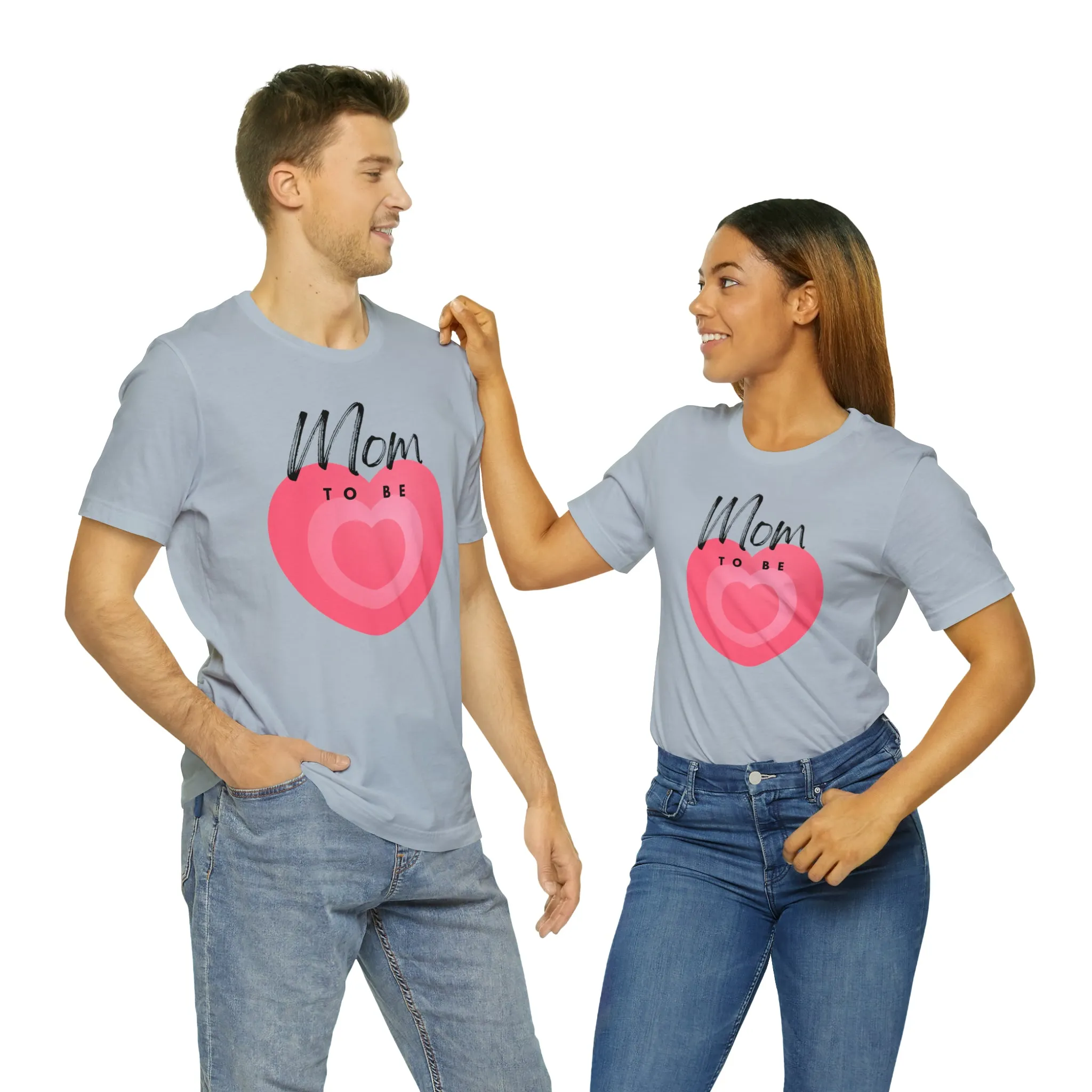 Mom Pink Heart T-Shirt | Expectant Mom Tee |  Bella Canvas 3001 Unisex |  Mother Short Sleeve Tshirt