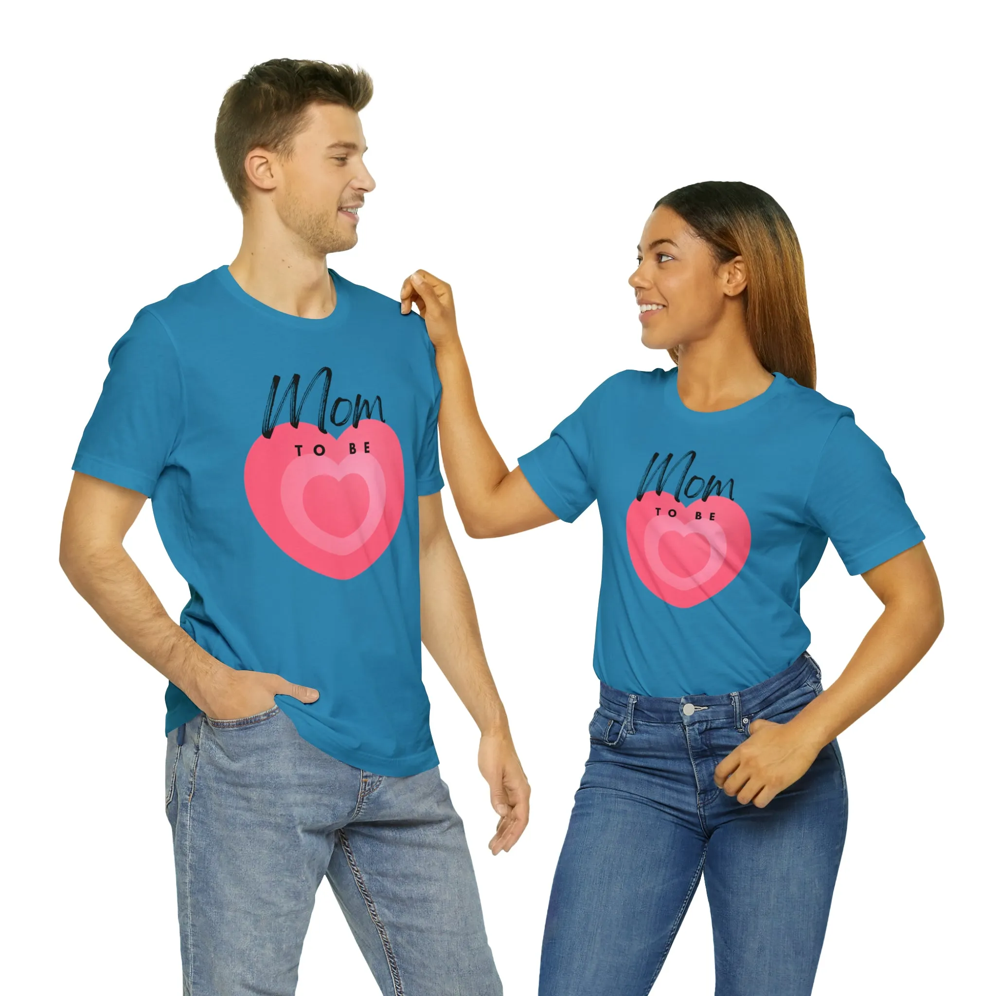 Mom Pink Heart T-Shirt | Expectant Mom Tee |  Bella Canvas 3001 Unisex |  Mother Short Sleeve Tshirt