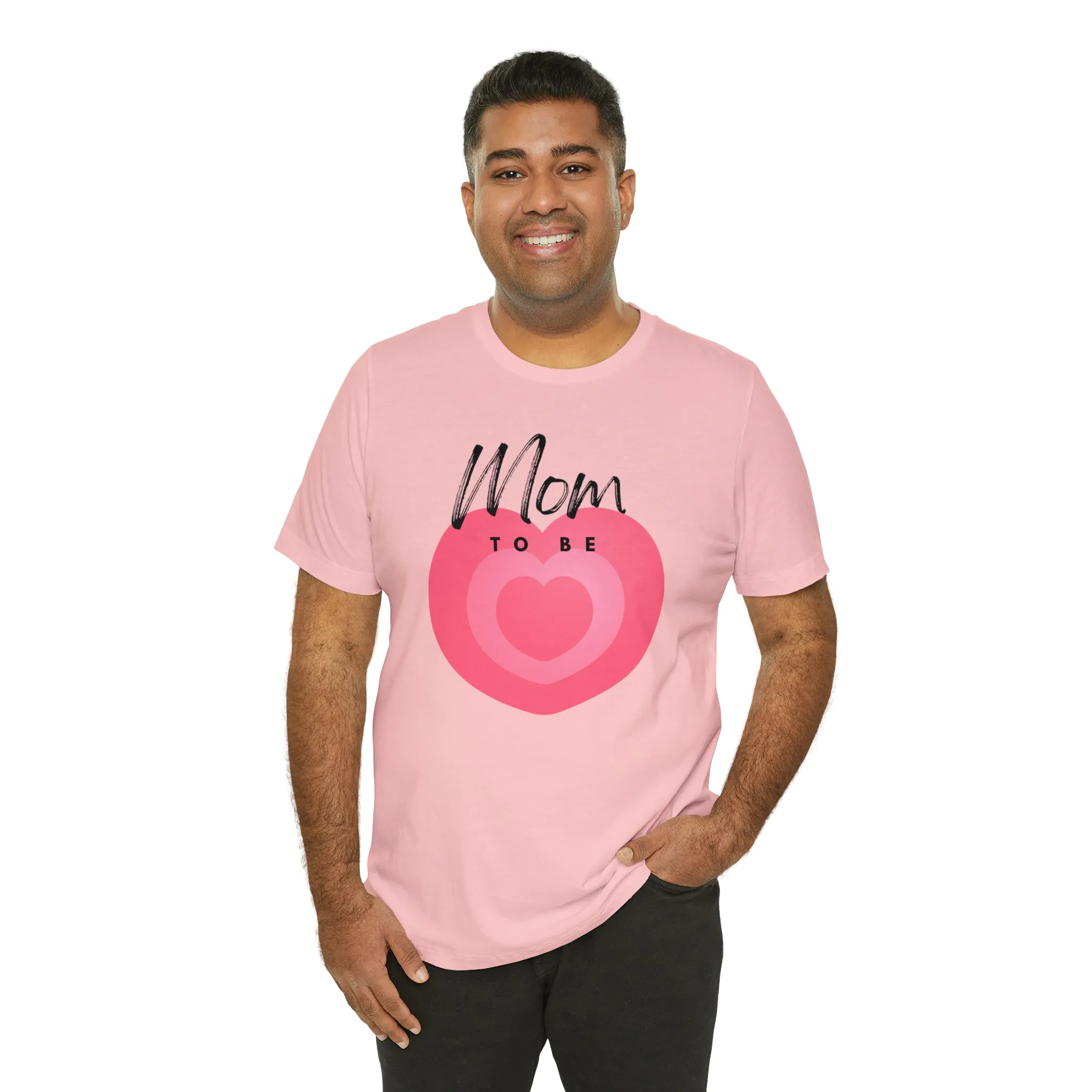 Mom Pink Heart T-Shirt | Expectant Mom Tee |  Bella Canvas 3001 Unisex |  Mother Short Sleeve Tshirt