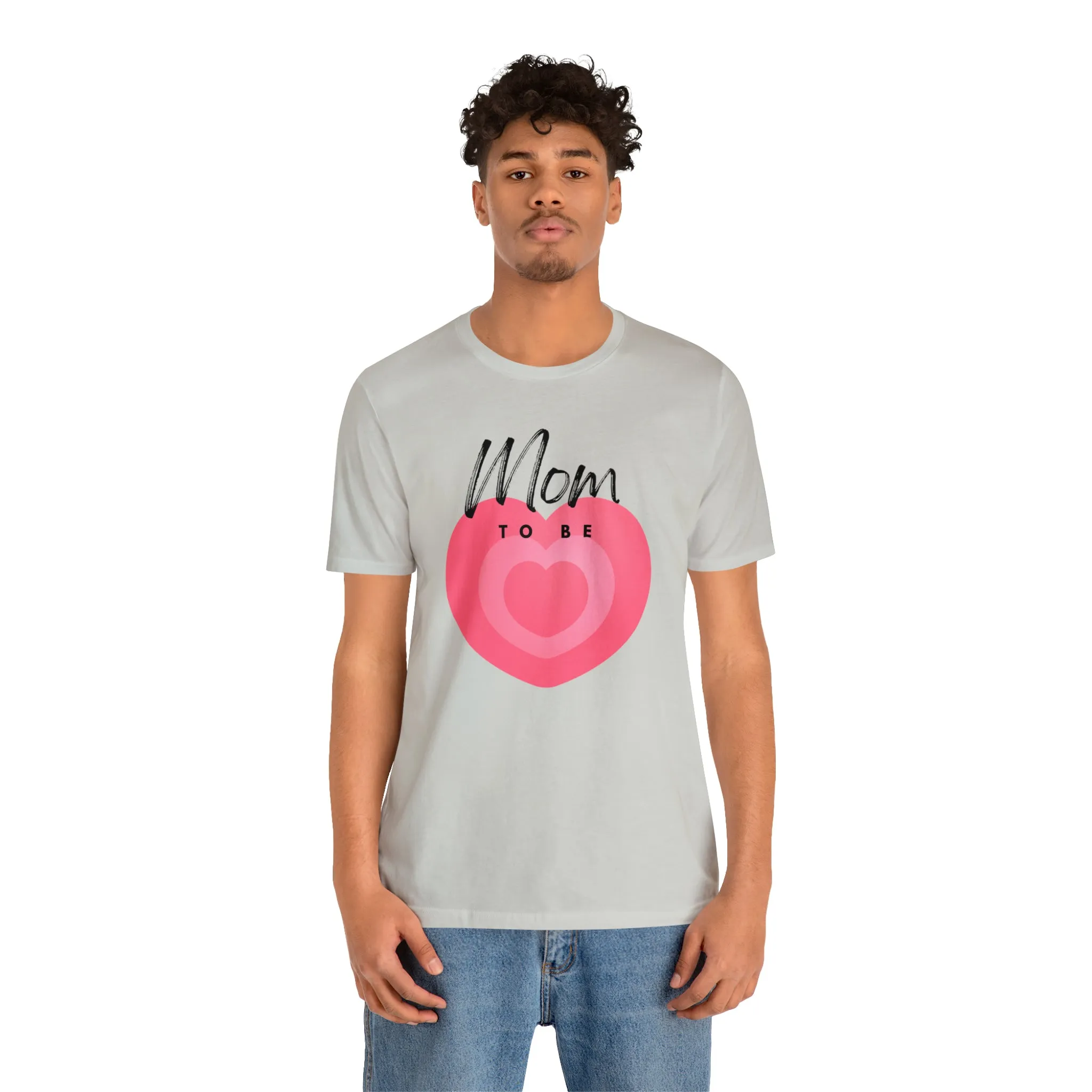 Mom Pink Heart T-Shirt | Expectant Mom Tee |  Bella Canvas 3001 Unisex |  Mother Short Sleeve Tshirt
