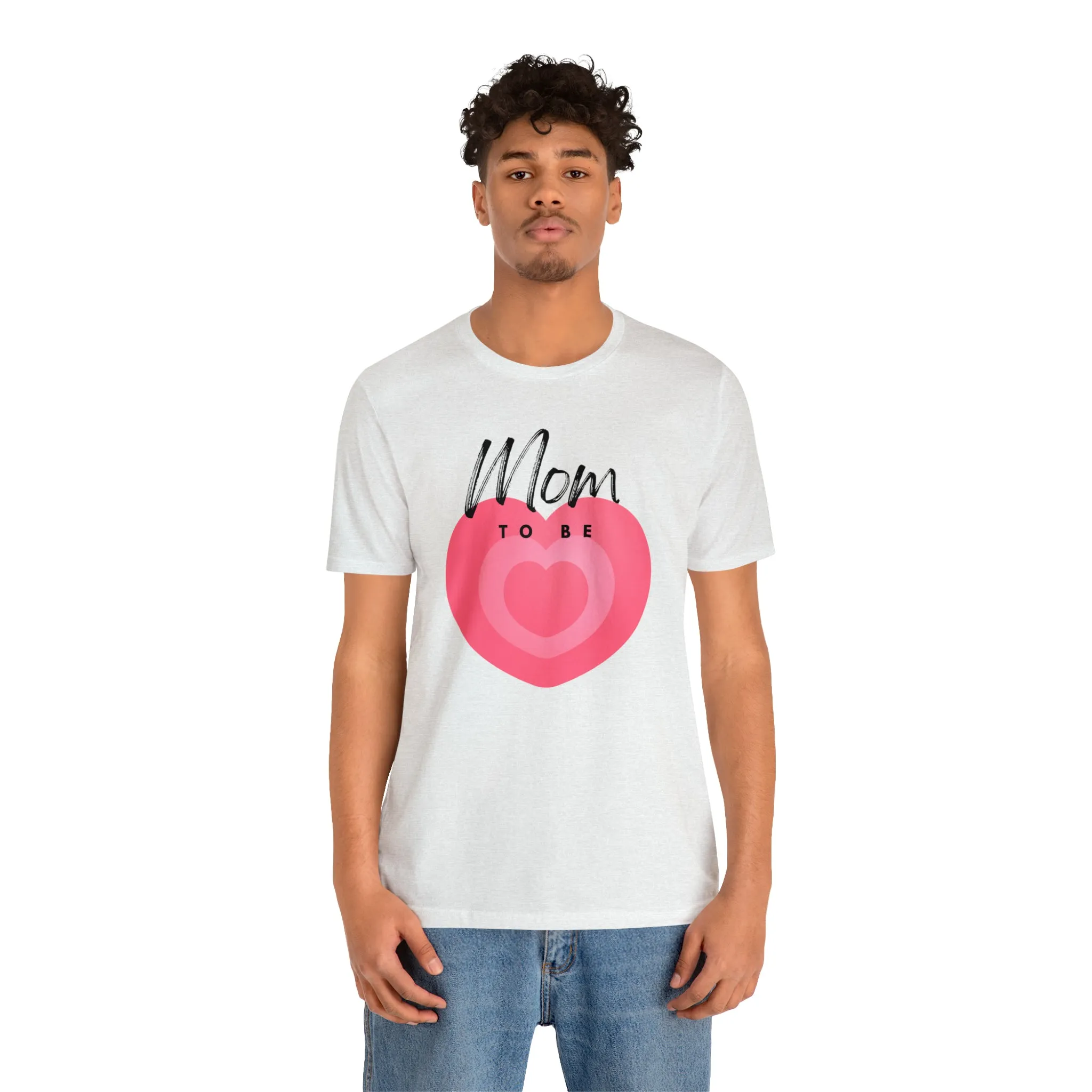 Mom Pink Heart T-Shirt | Expectant Mom Tee |  Bella Canvas 3001 Unisex |  Mother Short Sleeve Tshirt