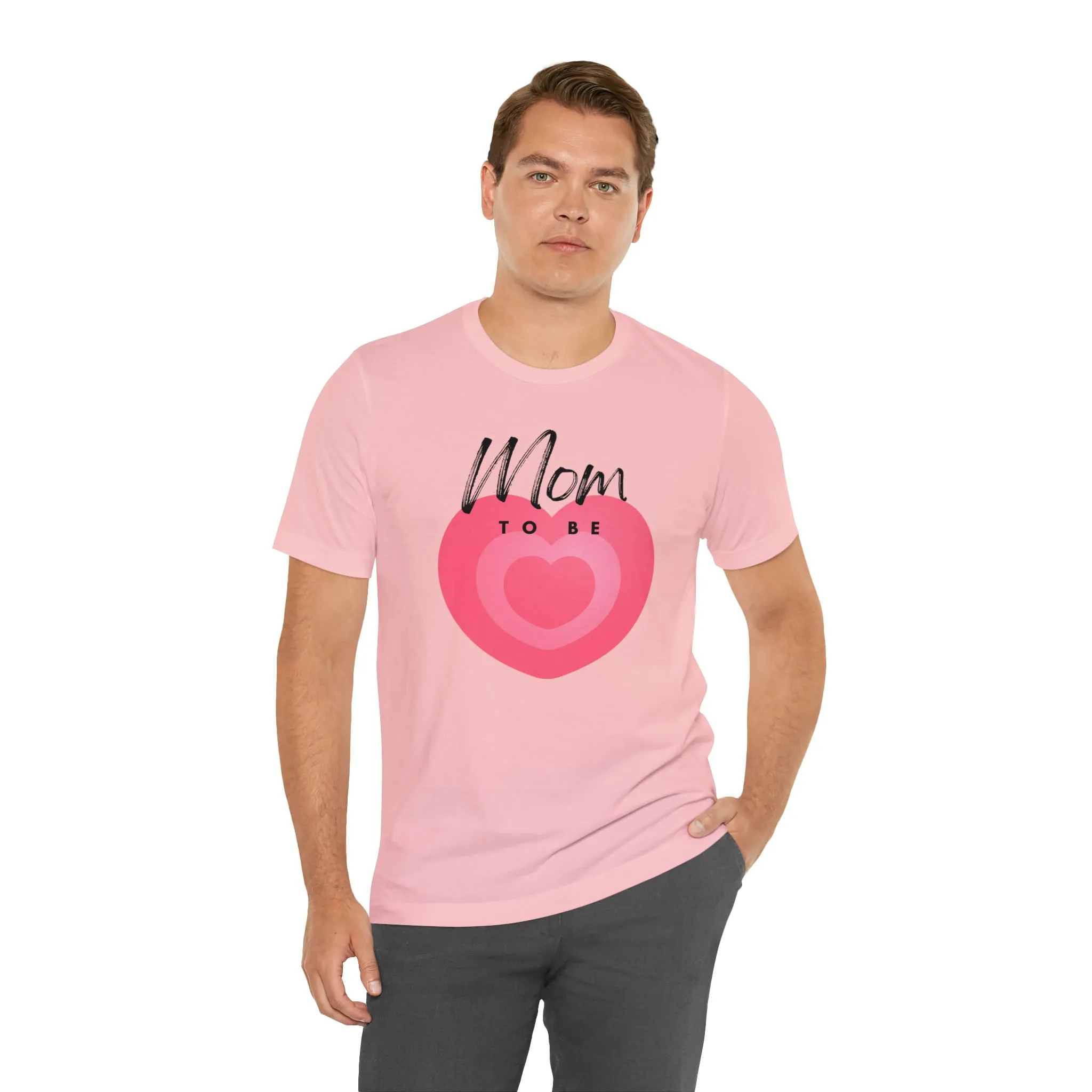 Mom Pink Heart T-Shirt | Expectant Mom Tee |  Bella Canvas 3001 Unisex |  Mother Short Sleeve Tshirt