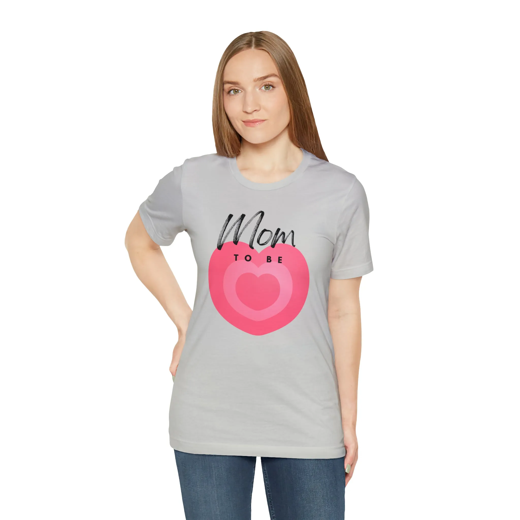 Mom Pink Heart T-Shirt | Expectant Mom Tee |  Bella Canvas 3001 Unisex |  Mother Short Sleeve Tshirt