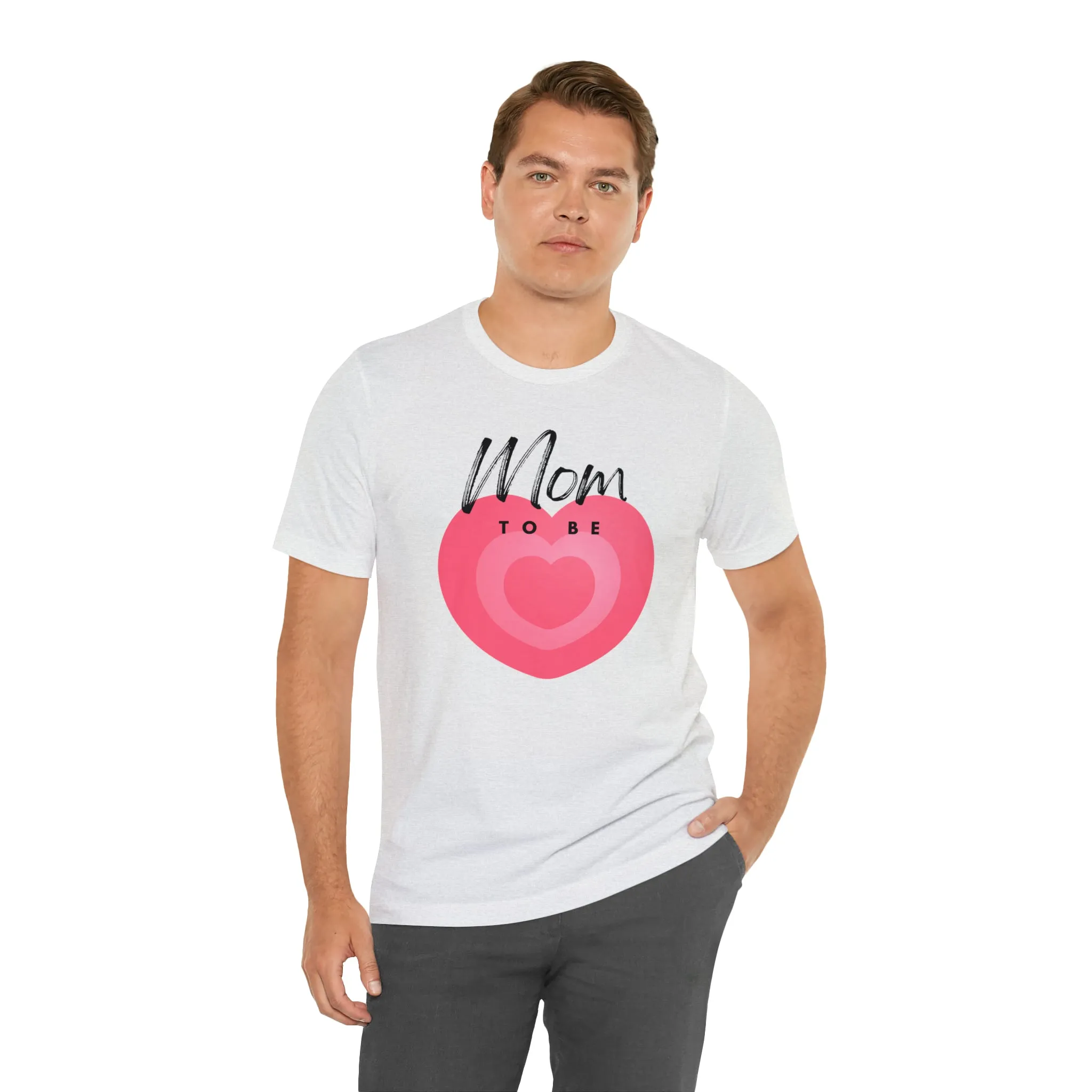 Mom Pink Heart T-Shirt | Expectant Mom Tee |  Bella Canvas 3001 Unisex |  Mother Short Sleeve Tshirt