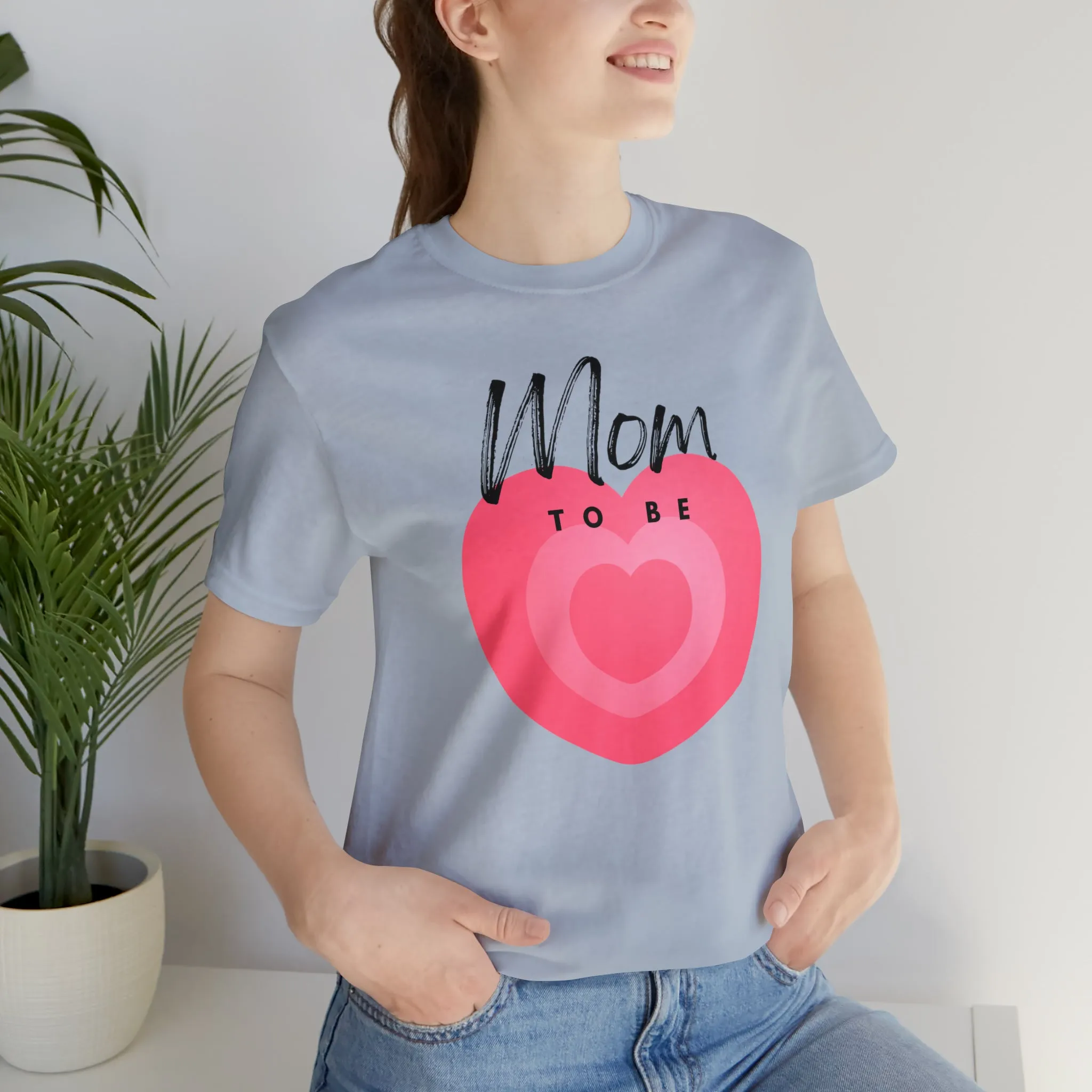 Mom Pink Heart T-Shirt | Expectant Mom Tee |  Bella Canvas 3001 Unisex |  Mother Short Sleeve Tshirt