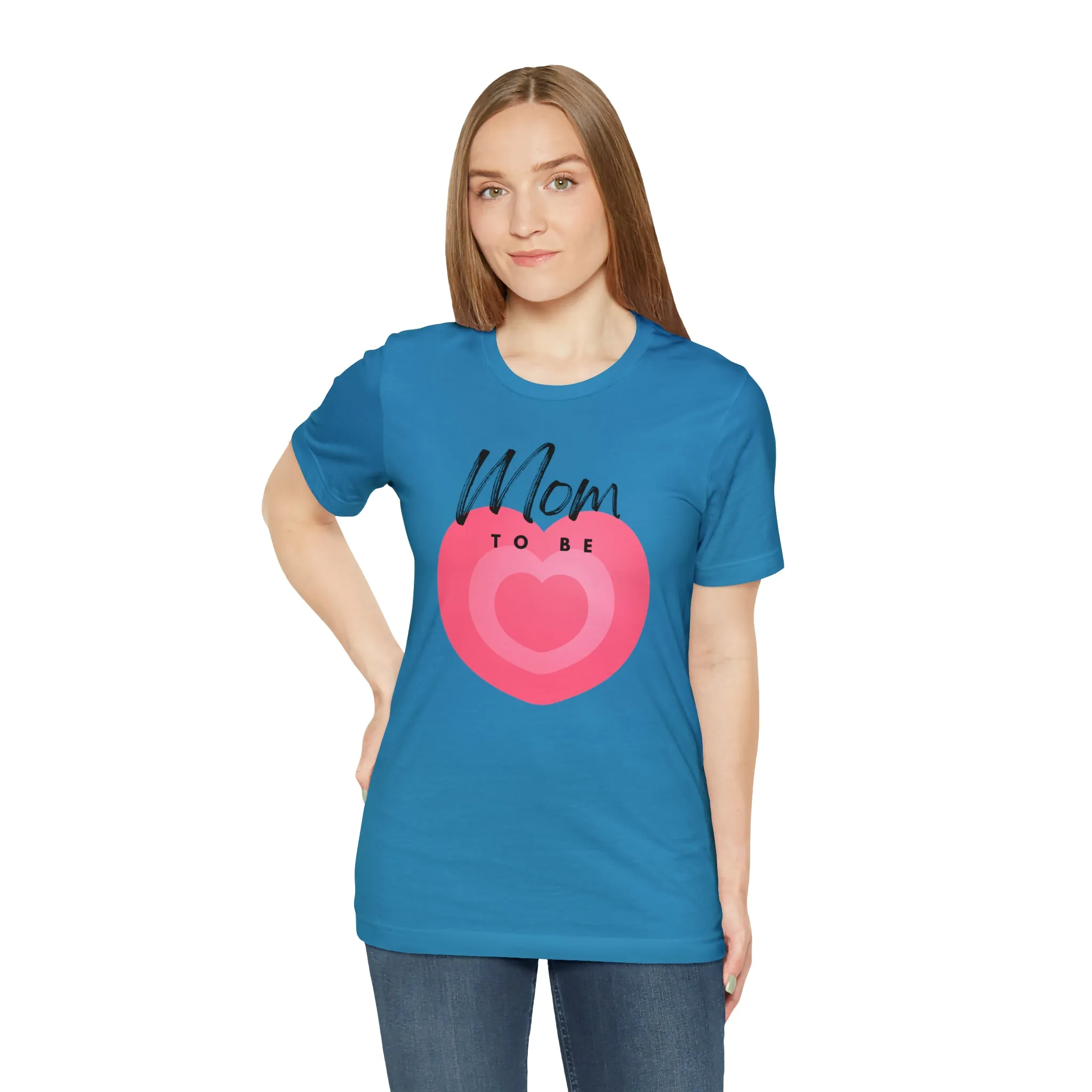 Mom Pink Heart T-Shirt | Expectant Mom Tee |  Bella Canvas 3001 Unisex |  Mother Short Sleeve Tshirt