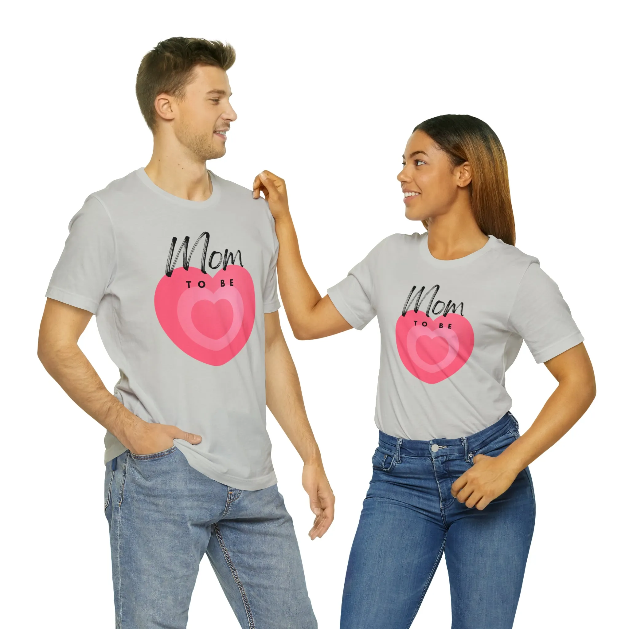 Mom Pink Heart T-Shirt | Expectant Mom Tee |  Bella Canvas 3001 Unisex |  Mother Short Sleeve Tshirt
