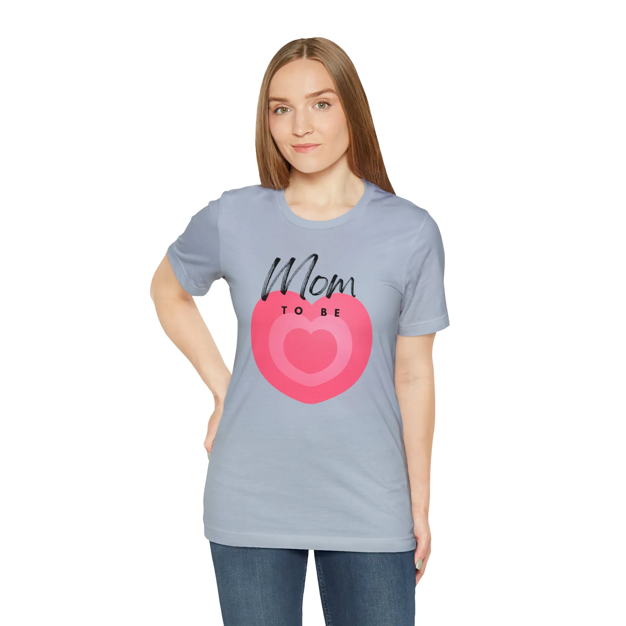 Mom Pink Heart T-Shirt | Expectant Mom Tee |  Bella Canvas 3001 Unisex |  Mother Short Sleeve Tshirt