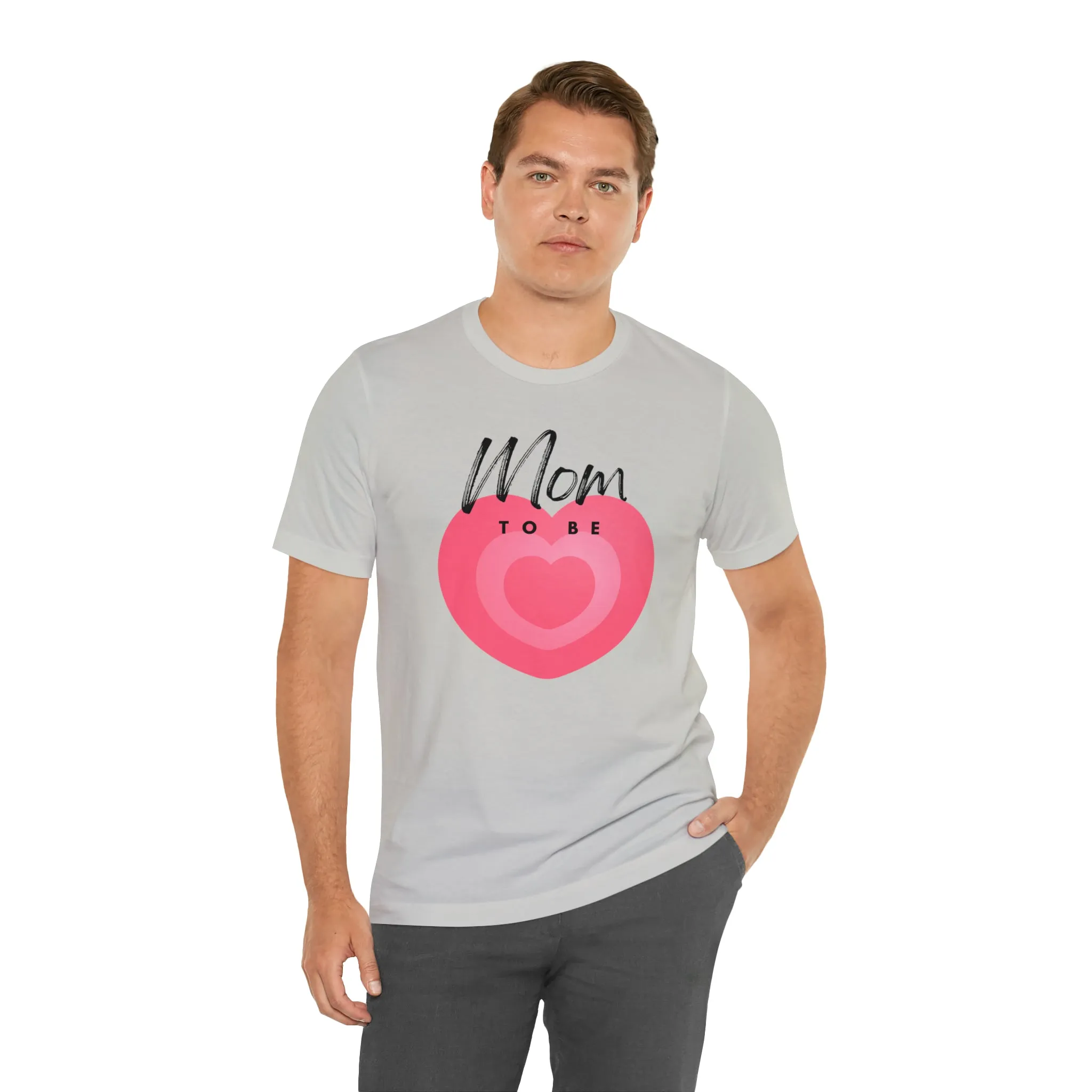 Mom Pink Heart T-Shirt | Expectant Mom Tee |  Bella Canvas 3001 Unisex |  Mother Short Sleeve Tshirt