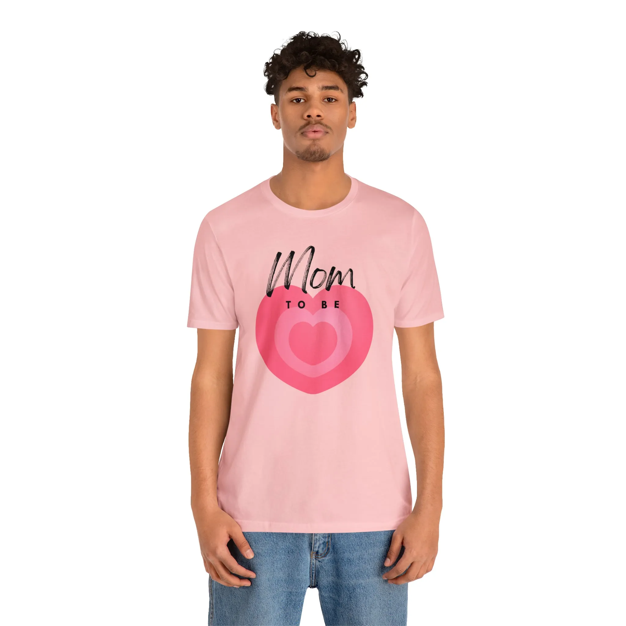 Mom Pink Heart T-Shirt | Expectant Mom Tee |  Bella Canvas 3001 Unisex |  Mother Short Sleeve Tshirt