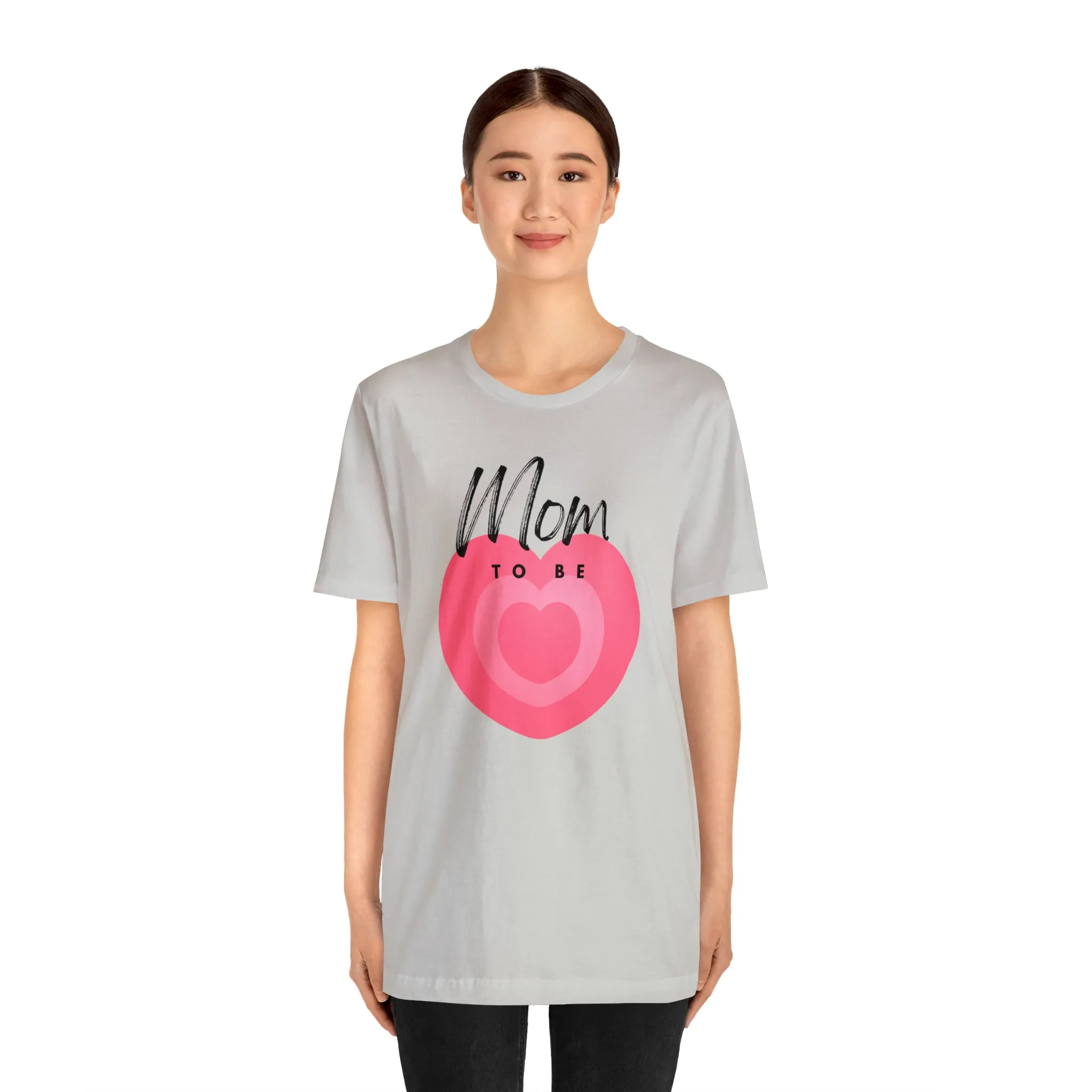 Mom Pink Heart T-Shirt | Expectant Mom Tee |  Bella Canvas 3001 Unisex |  Mother Short Sleeve Tshirt