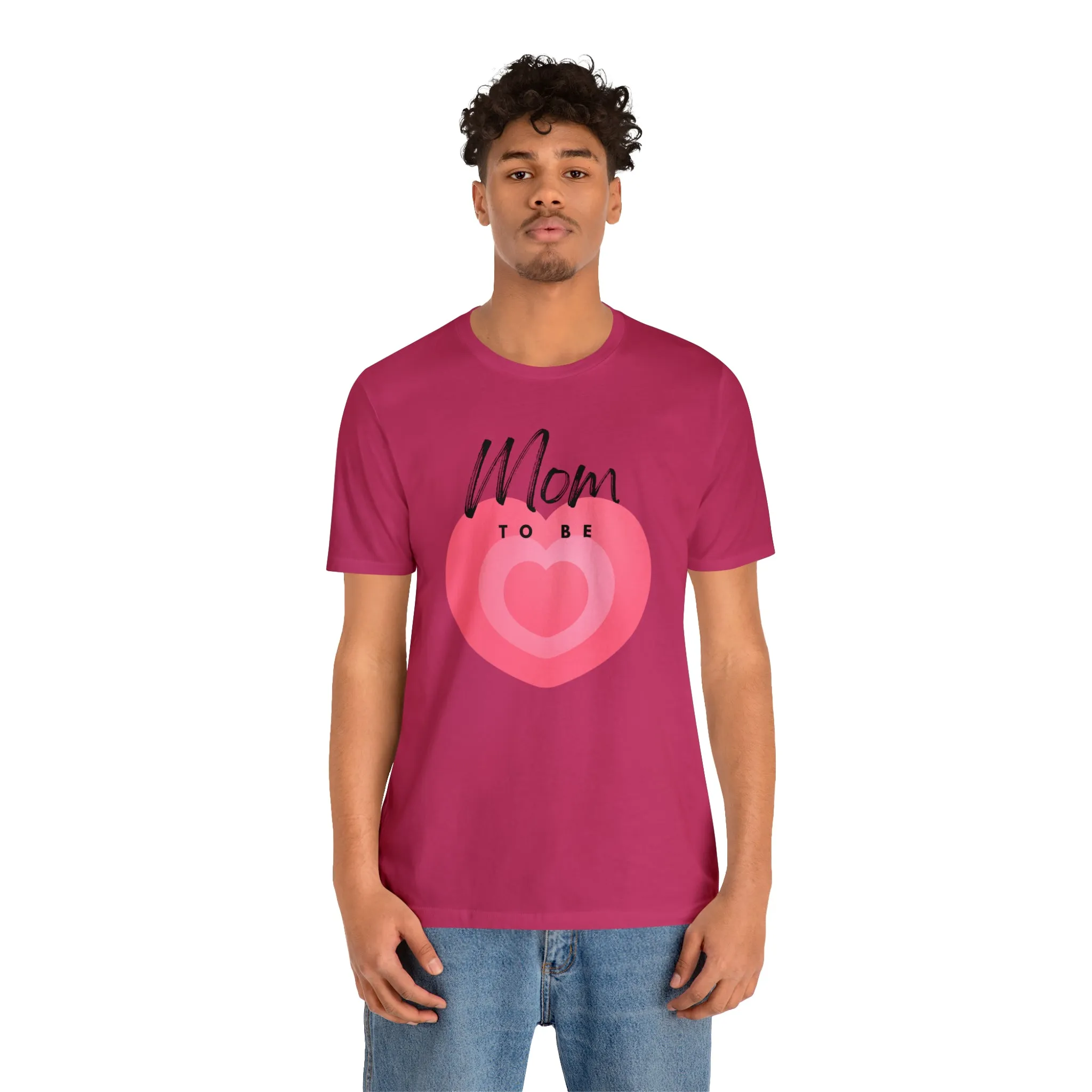 Mom Pink Heart T-Shirt | Expectant Mom Tee |  Bella Canvas 3001 Unisex |  Mother Short Sleeve Tshirt