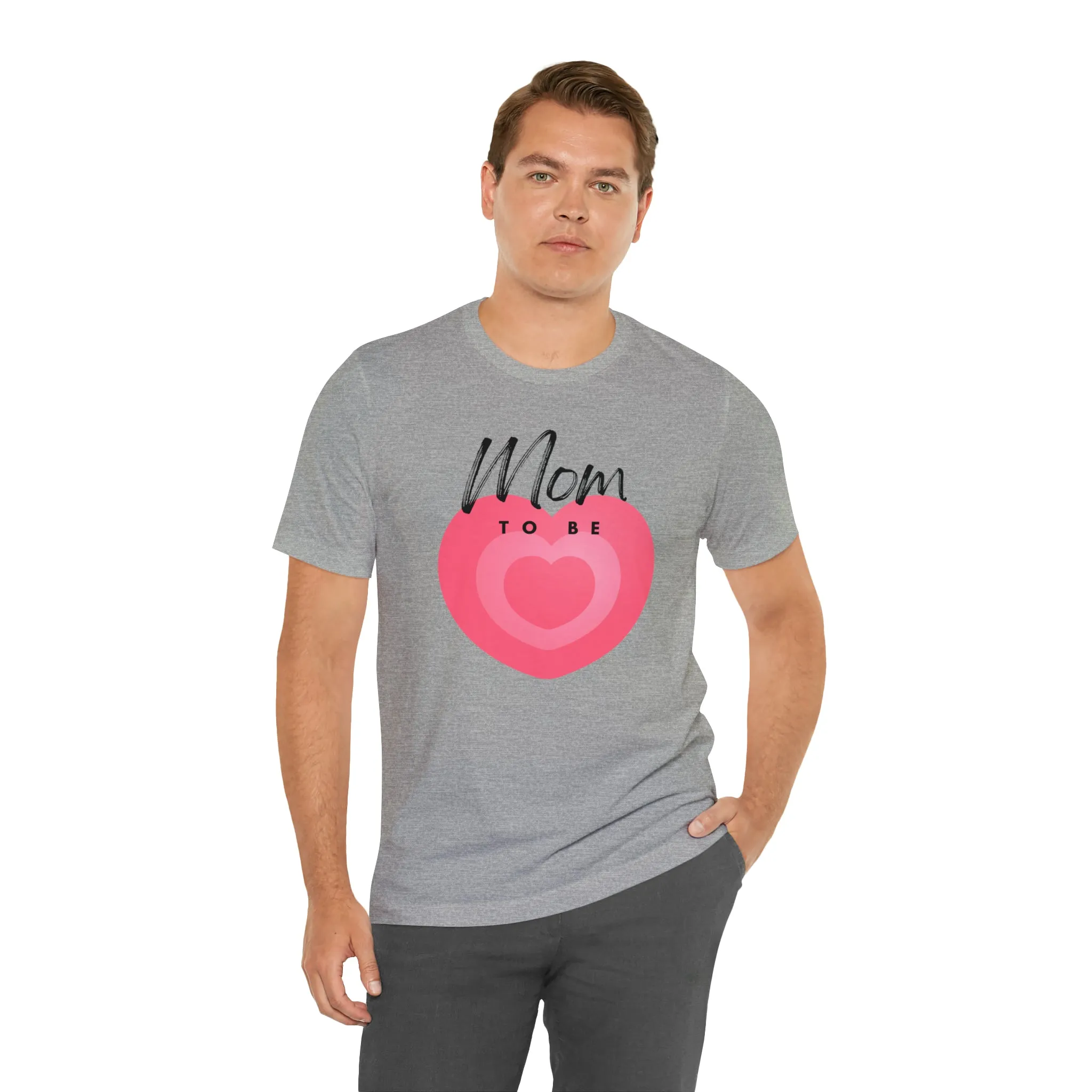 Mom Pink Heart T-Shirt | Expectant Mom Tee |  Bella Canvas 3001 Unisex |  Mother Short Sleeve Tshirt