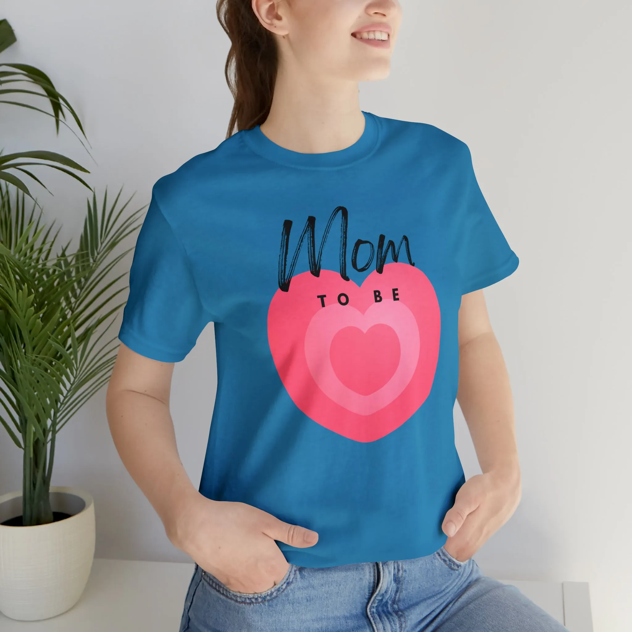 Mom Pink Heart T-Shirt | Expectant Mom Tee |  Bella Canvas 3001 Unisex |  Mother Short Sleeve Tshirt