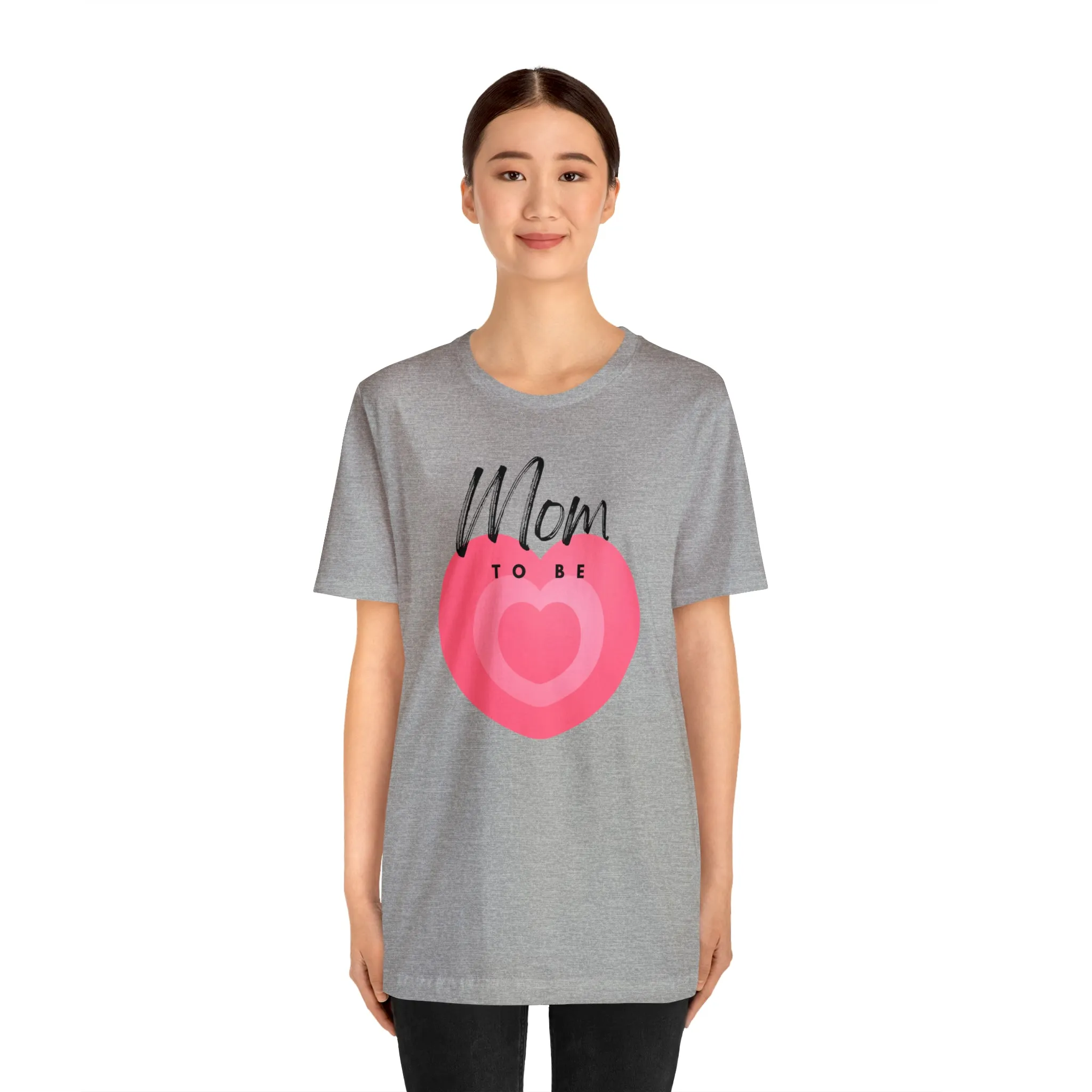 Mom Pink Heart T-Shirt | Expectant Mom Tee |  Bella Canvas 3001 Unisex |  Mother Short Sleeve Tshirt