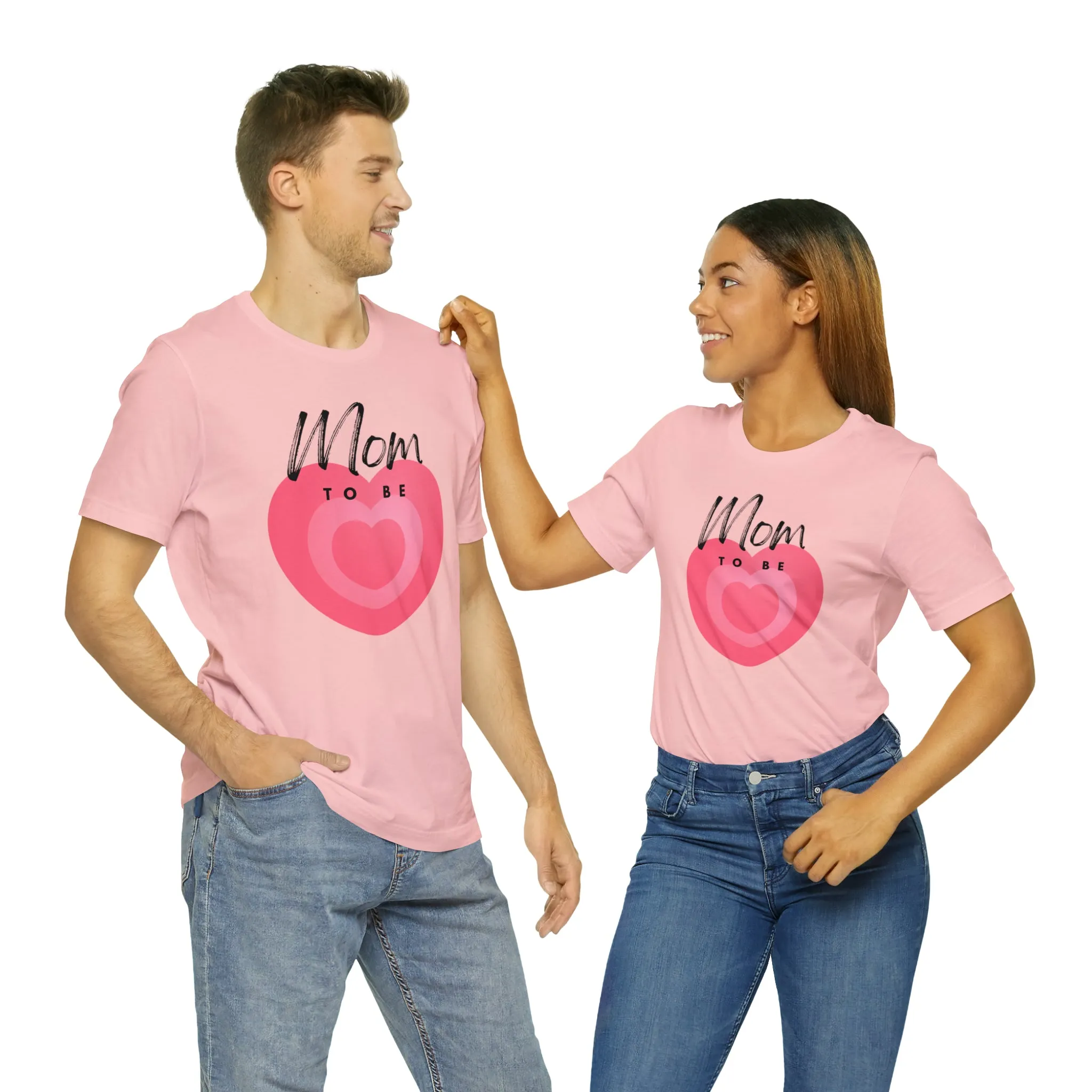 Mom Pink Heart T-Shirt | Expectant Mom Tee |  Bella Canvas 3001 Unisex |  Mother Short Sleeve Tshirt