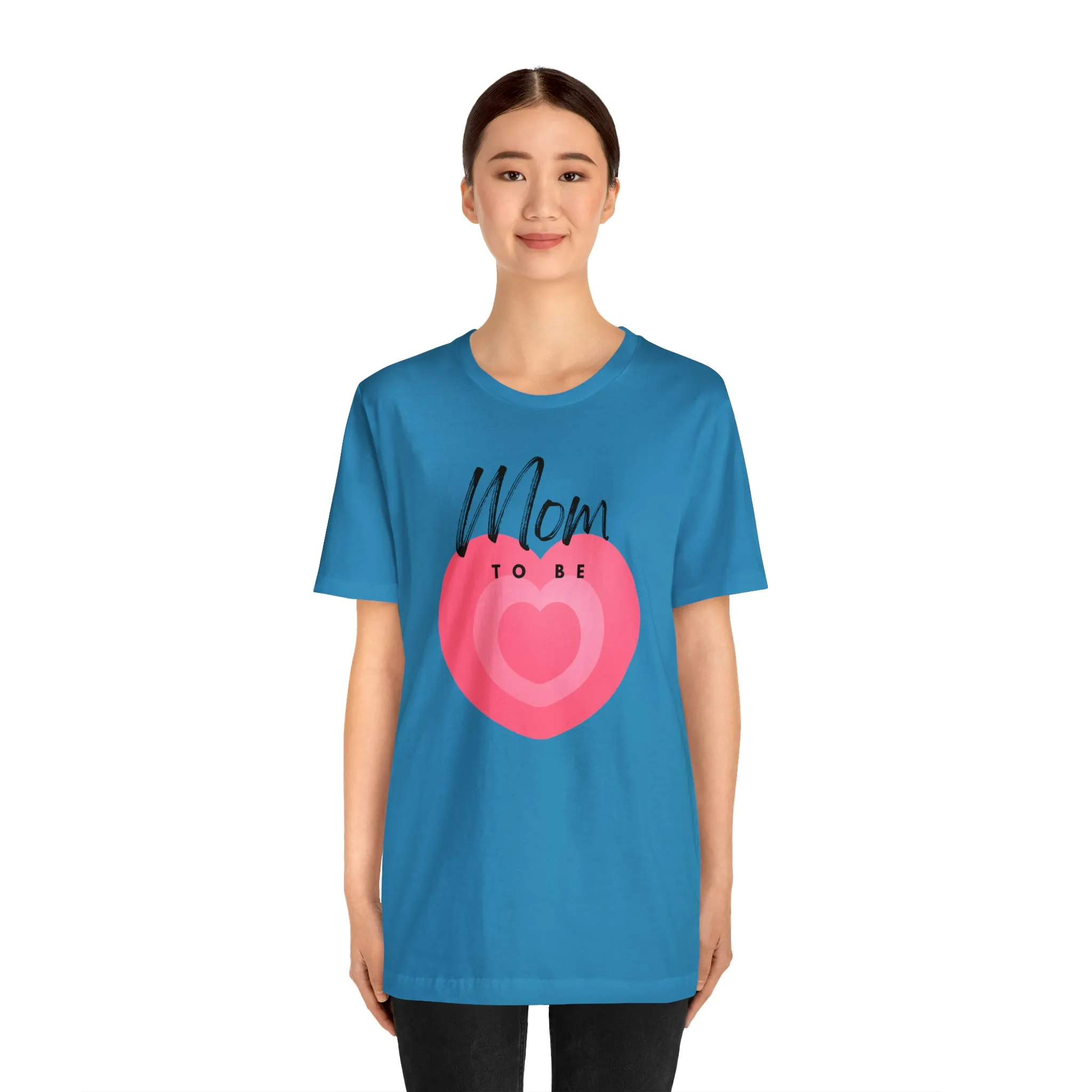 Mom Pink Heart T-Shirt | Expectant Mom Tee |  Bella Canvas 3001 Unisex |  Mother Short Sleeve Tshirt