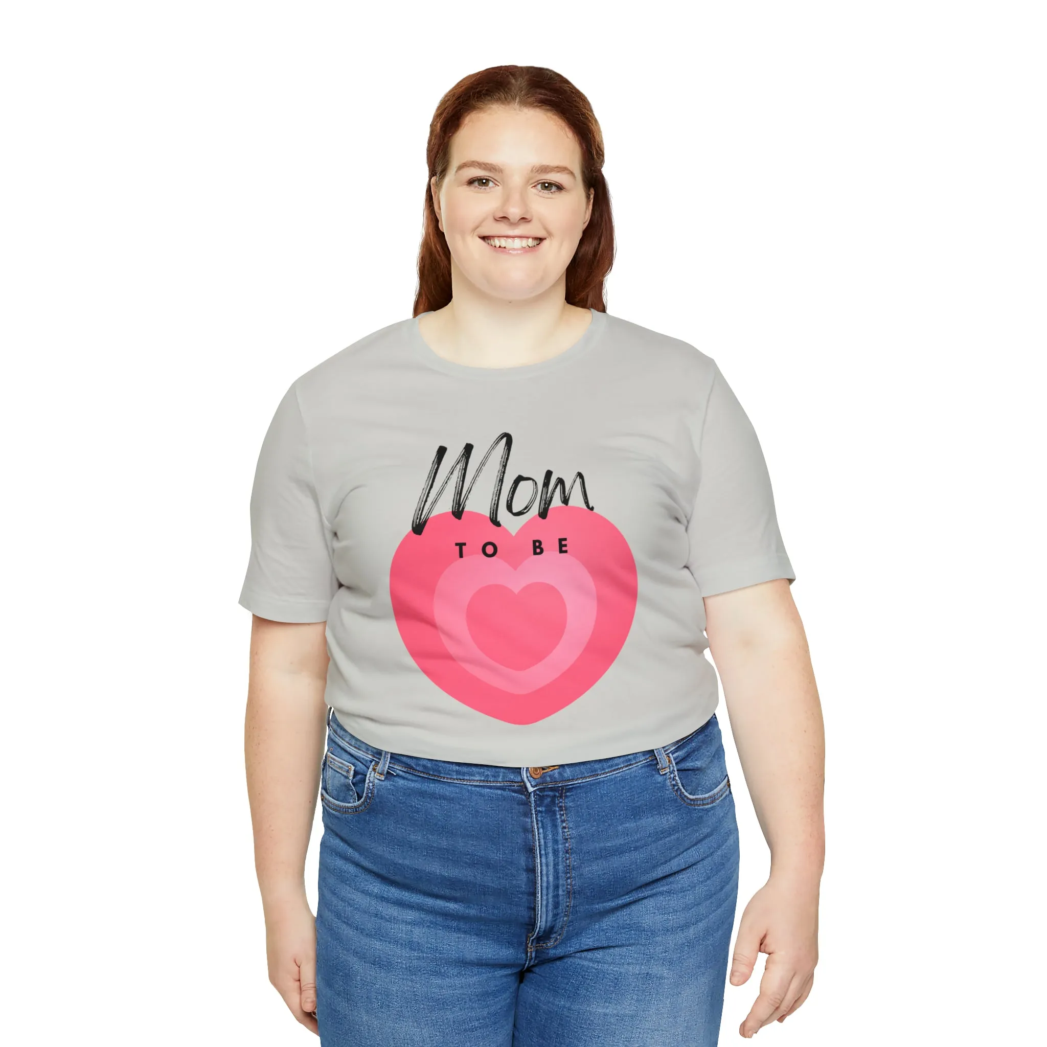 Mom Pink Heart T-Shirt | Expectant Mom Tee |  Bella Canvas 3001 Unisex |  Mother Short Sleeve Tshirt