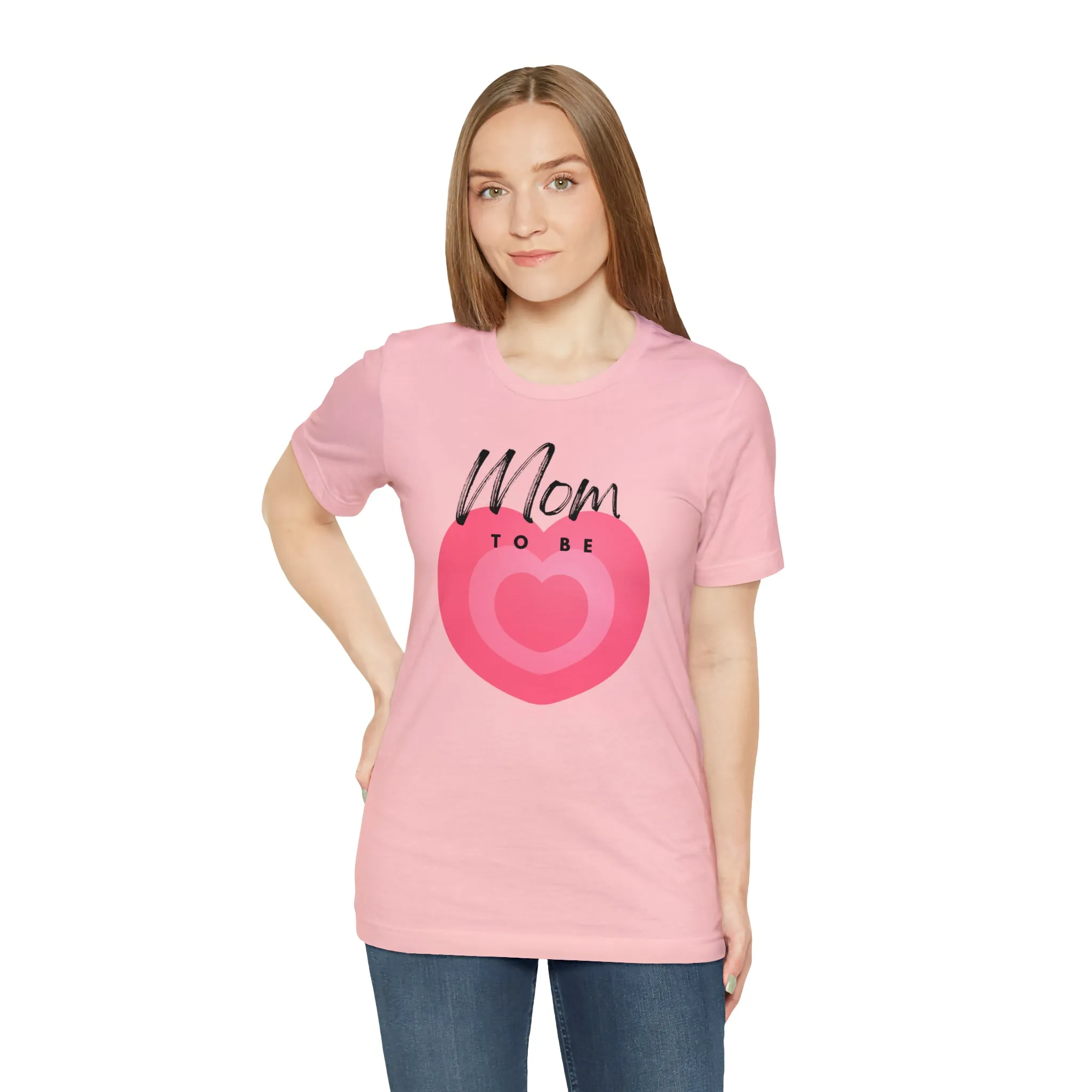 Mom Pink Heart T-Shirt | Expectant Mom Tee |  Bella Canvas 3001 Unisex |  Mother Short Sleeve Tshirt