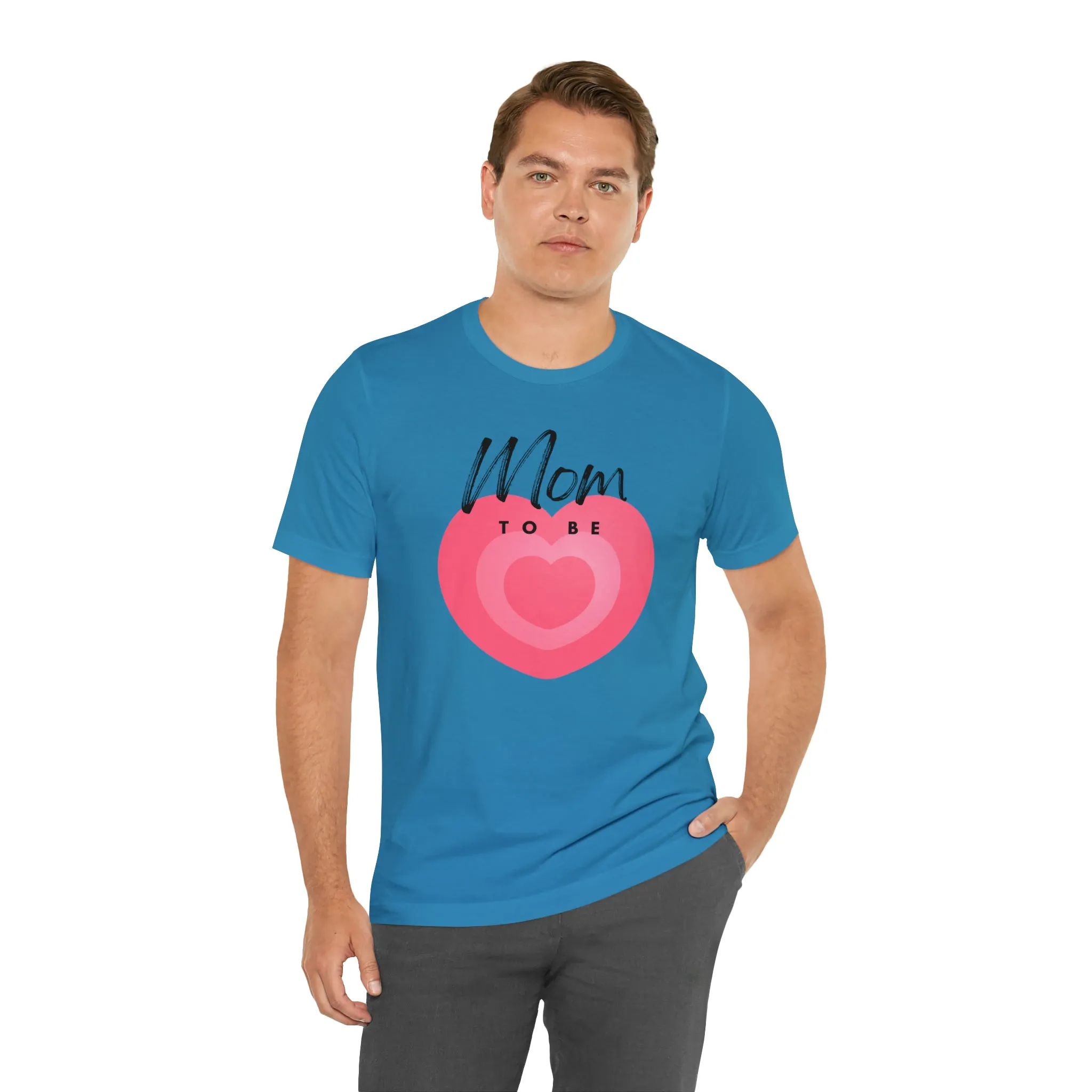 Mom Pink Heart T-Shirt | Expectant Mom Tee |  Bella Canvas 3001 Unisex |  Mother Short Sleeve Tshirt