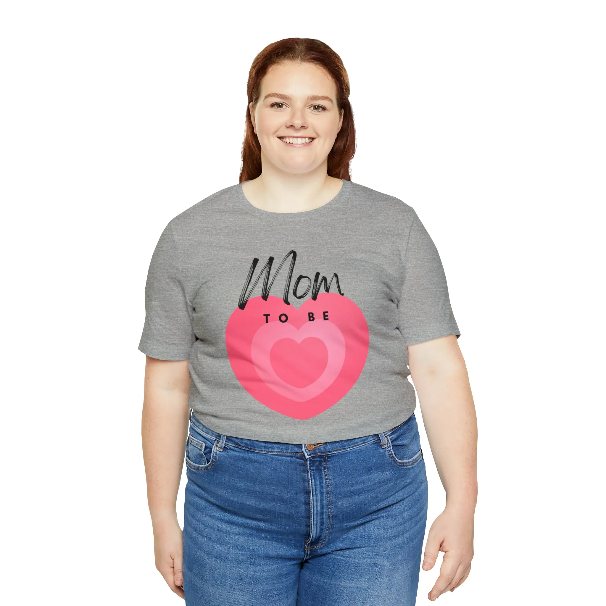Mom Pink Heart T-Shirt | Expectant Mom Tee |  Bella Canvas 3001 Unisex |  Mother Short Sleeve Tshirt