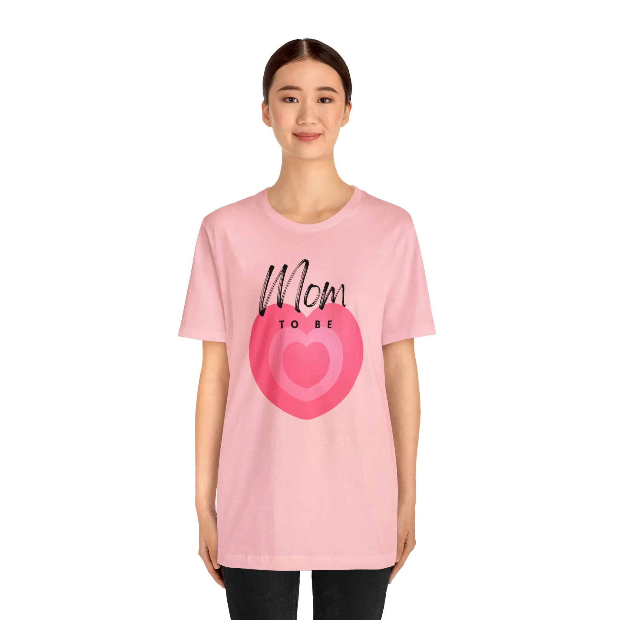 Mom Pink Heart T-Shirt | Expectant Mom Tee |  Bella Canvas 3001 Unisex |  Mother Short Sleeve Tshirt