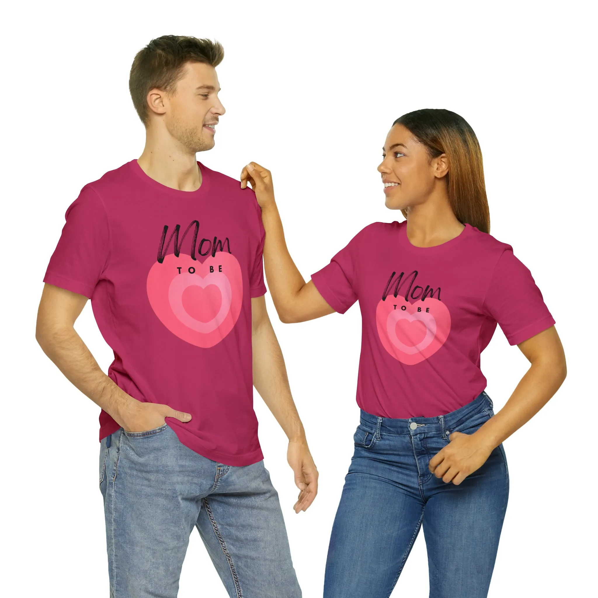 Mom Pink Heart T-Shirt | Expectant Mom Tee |  Bella Canvas 3001 Unisex |  Mother Short Sleeve Tshirt
