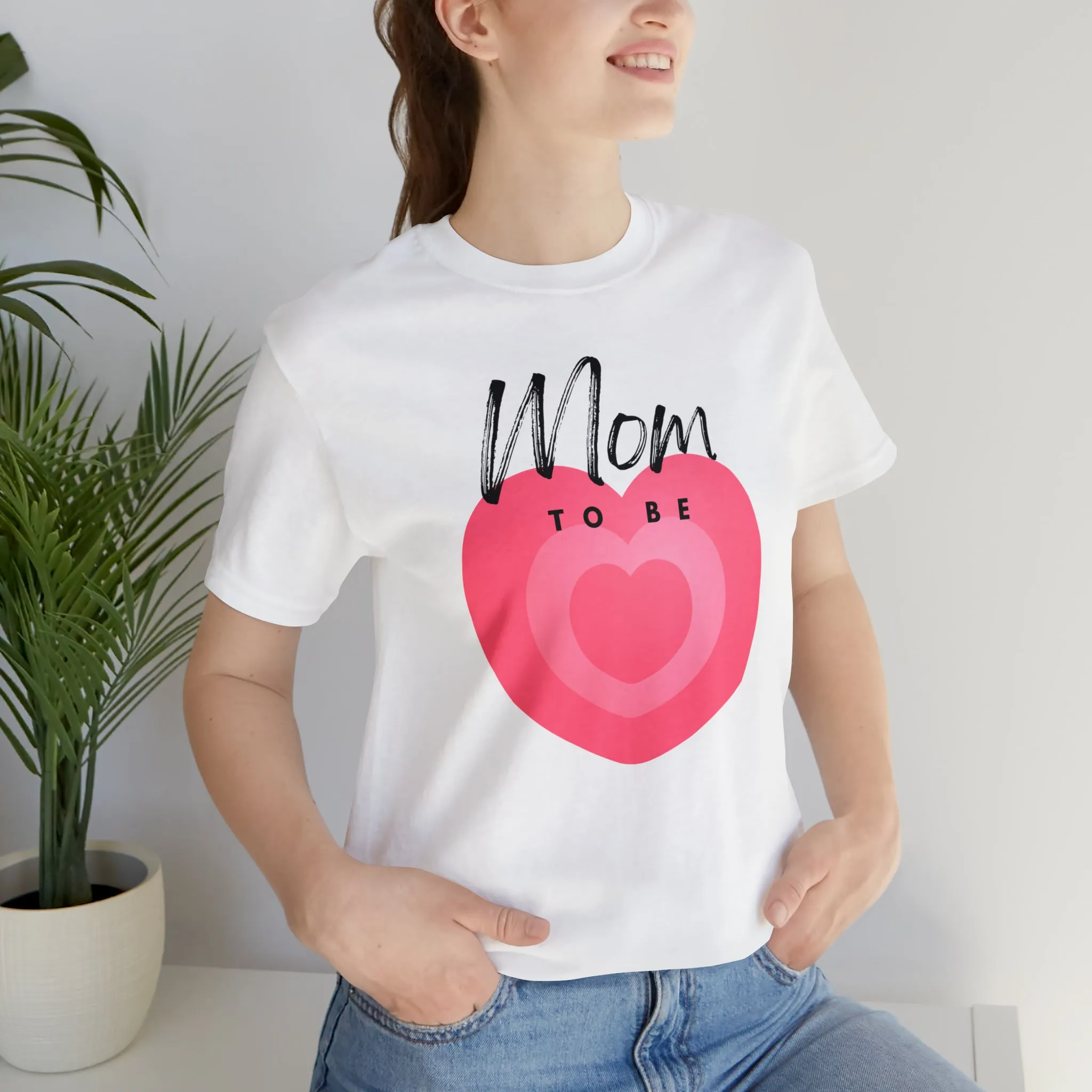 Mom Pink Heart T-Shirt | Expectant Mom Tee |  Bella Canvas 3001 Unisex |  Mother Short Sleeve Tshirt