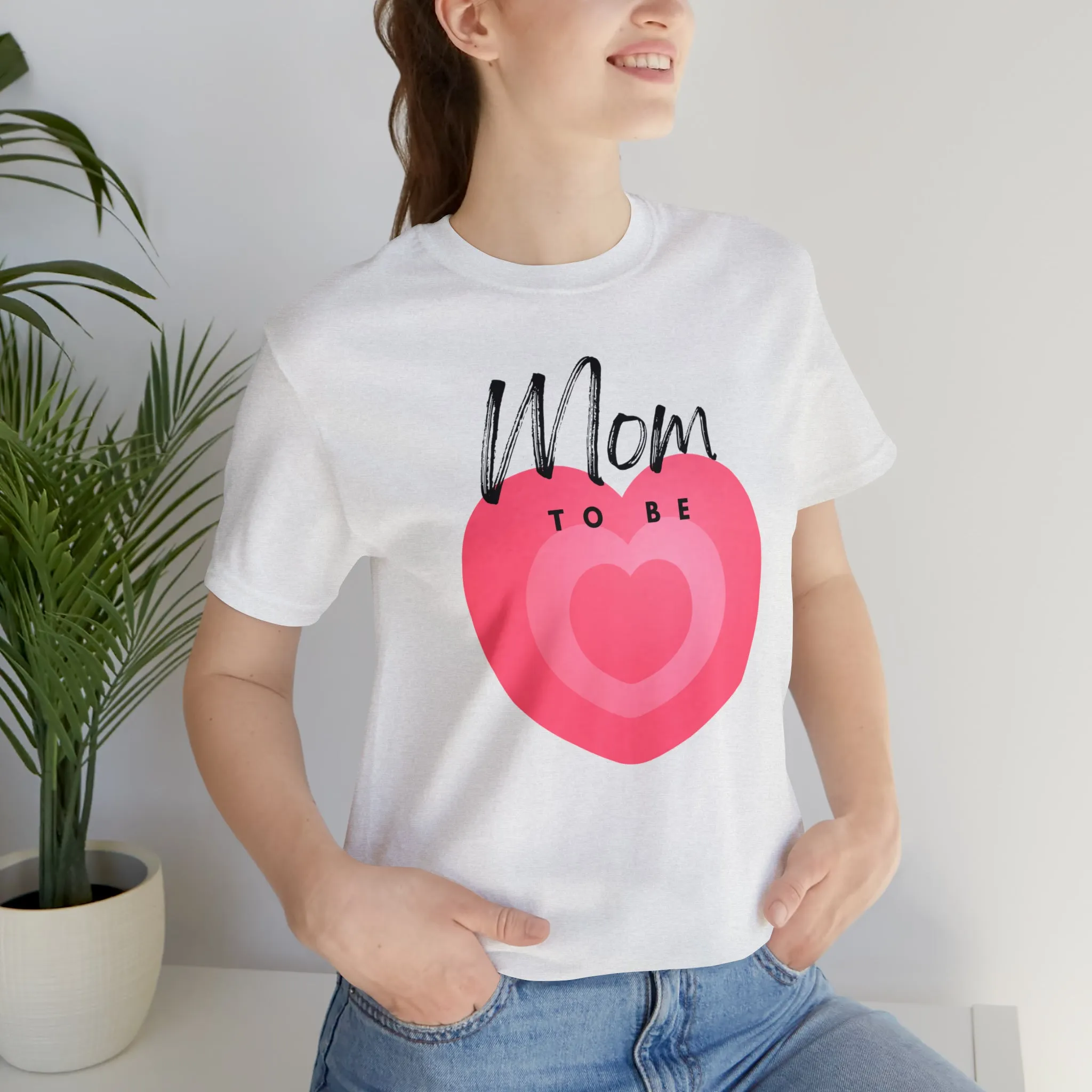 Mom Pink Heart T-Shirt | Expectant Mom Tee |  Bella Canvas 3001 Unisex |  Mother Short Sleeve Tshirt