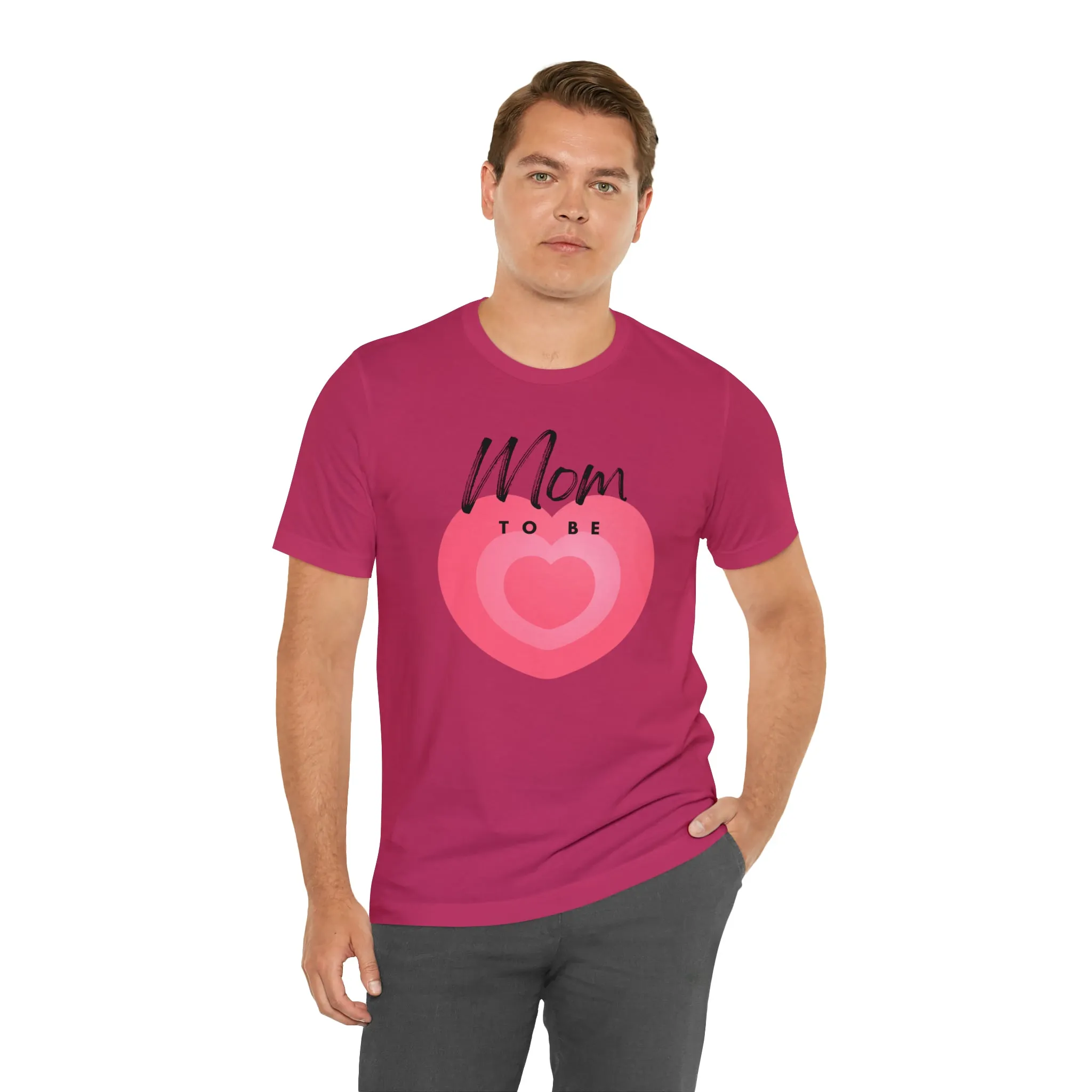 Mom Pink Heart T-Shirt | Expectant Mom Tee |  Bella Canvas 3001 Unisex |  Mother Short Sleeve Tshirt