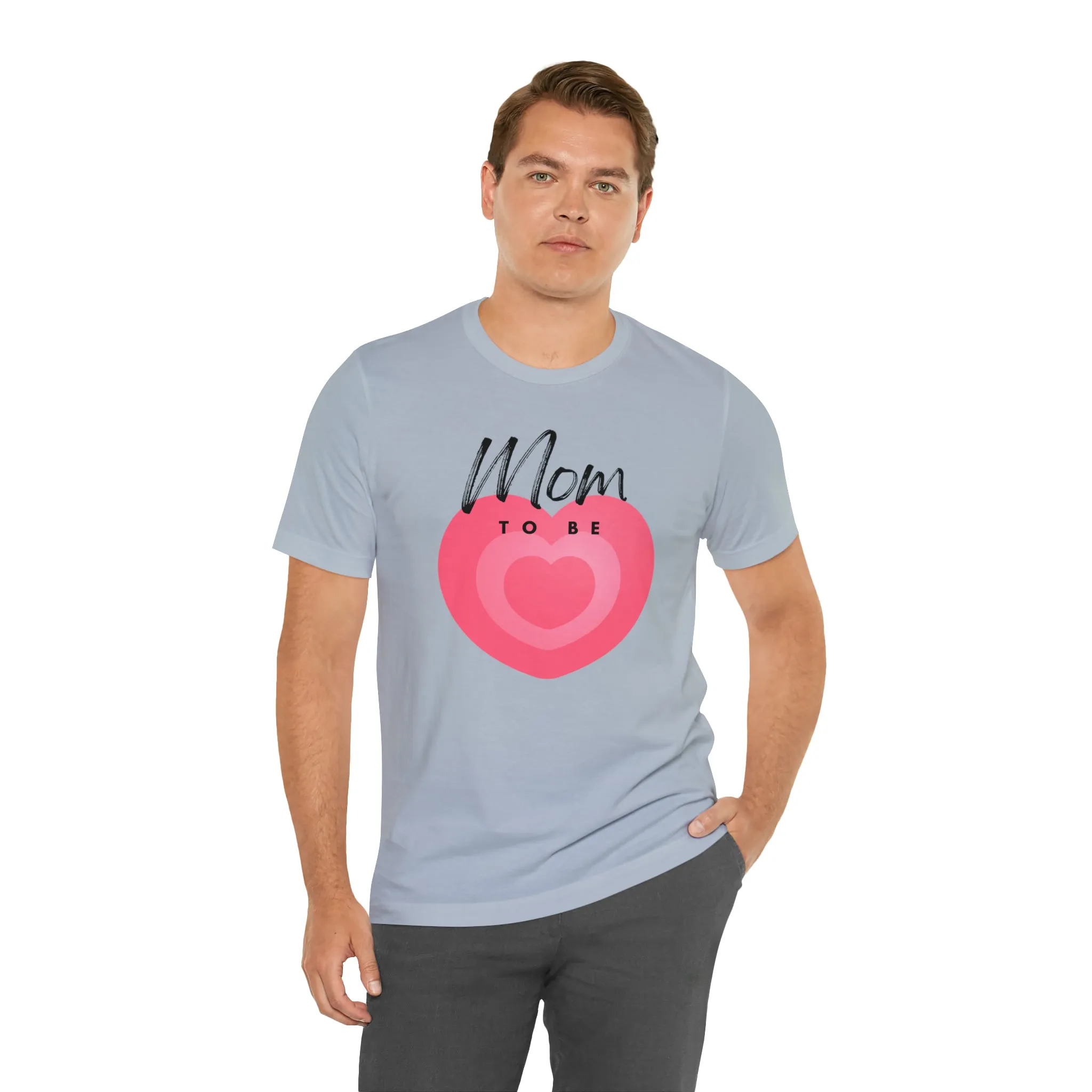 Mom Pink Heart T-Shirt | Expectant Mom Tee |  Bella Canvas 3001 Unisex |  Mother Short Sleeve Tshirt