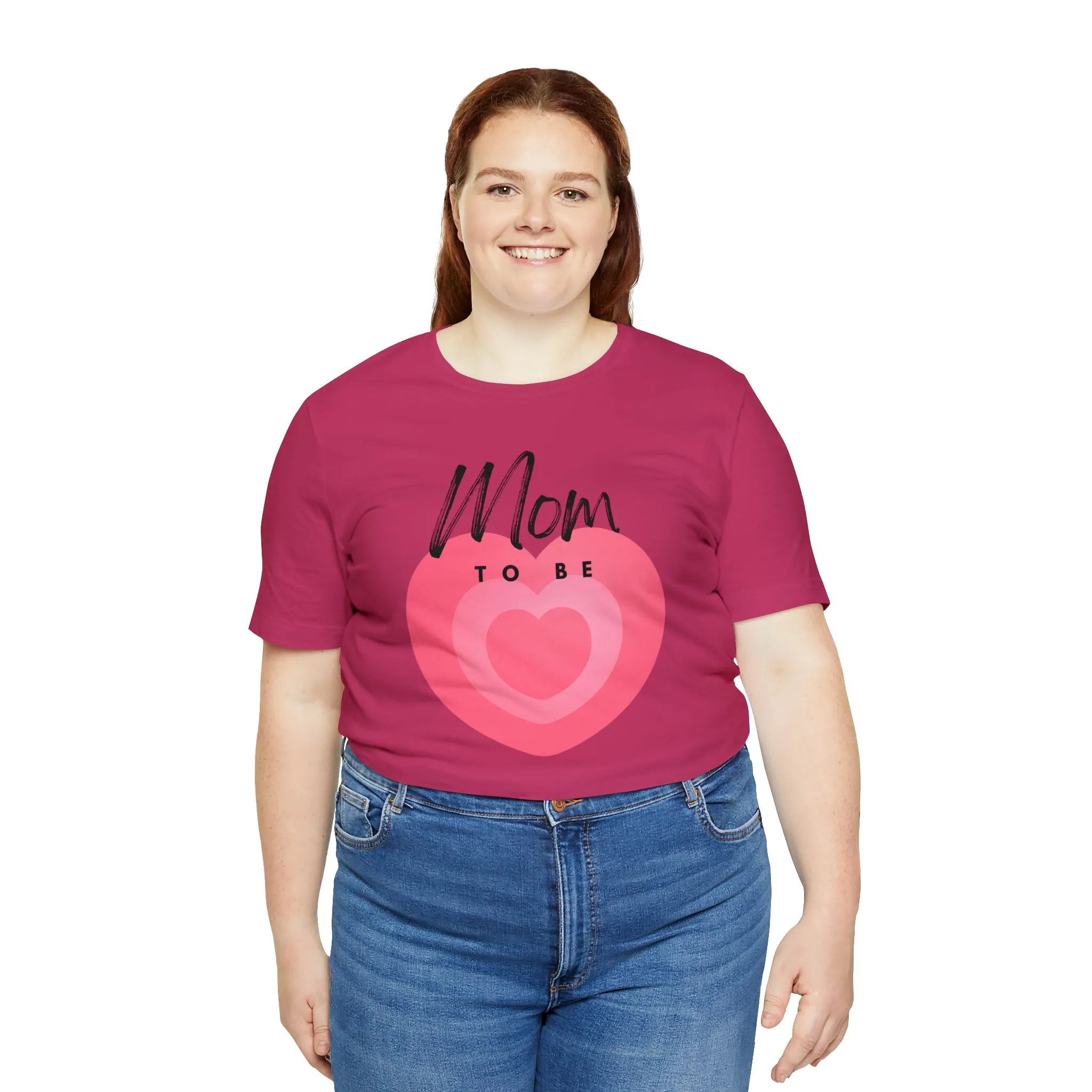 Mom Pink Heart T-Shirt | Expectant Mom Tee |  Bella Canvas 3001 Unisex |  Mother Short Sleeve Tshirt