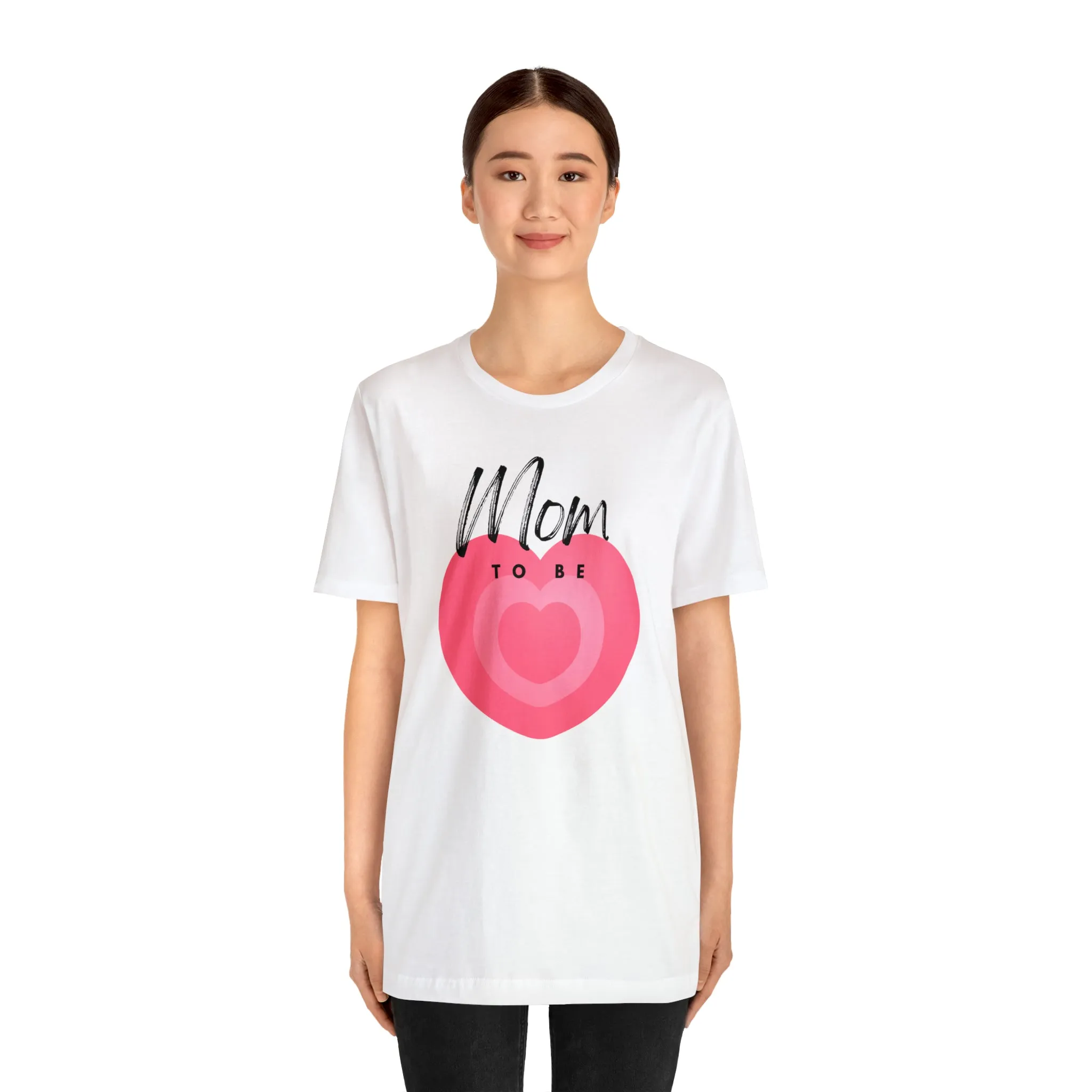 Mom Pink Heart T-Shirt | Expectant Mom Tee |  Bella Canvas 3001 Unisex |  Mother Short Sleeve Tshirt