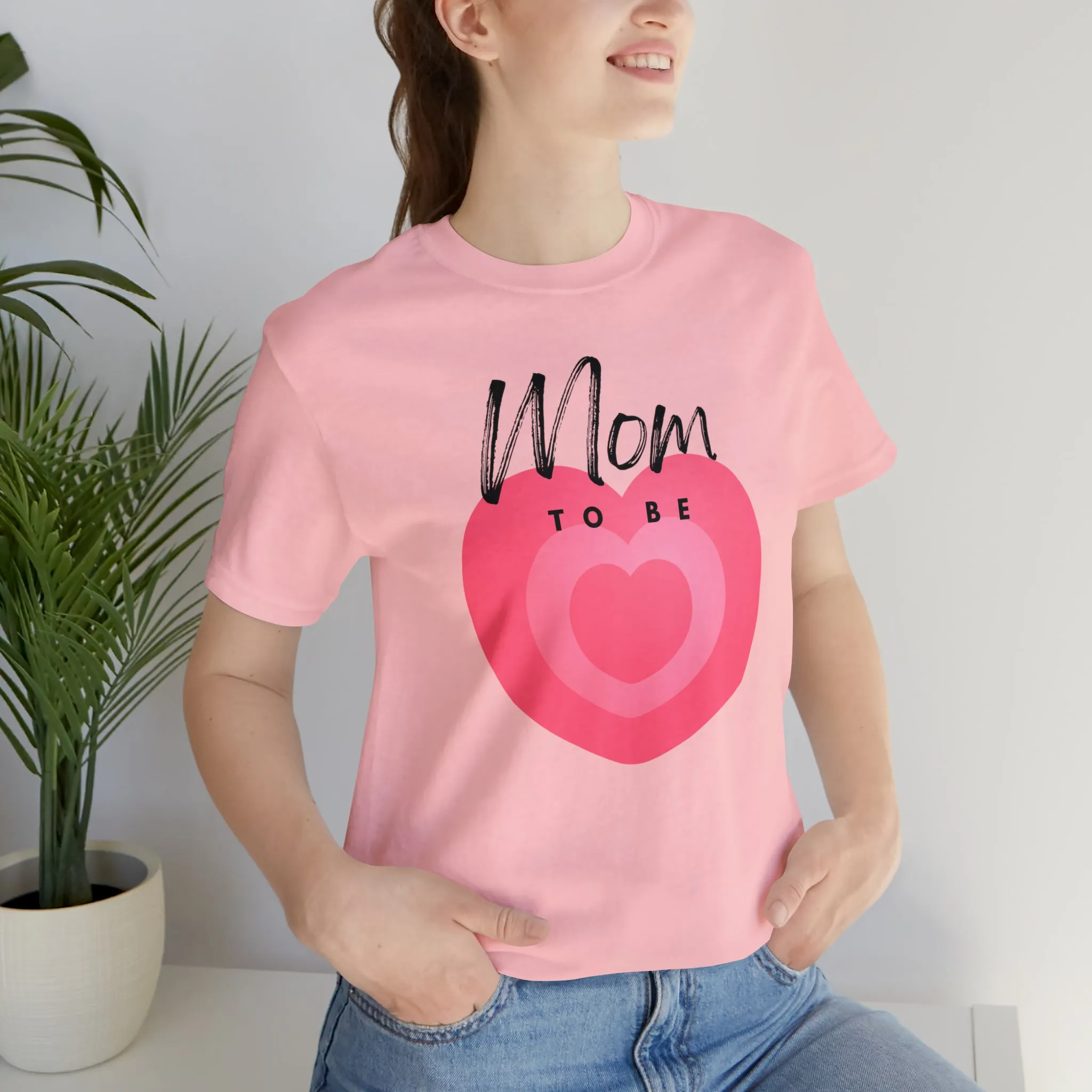 Mom Pink Heart T-Shirt | Expectant Mom Tee |  Bella Canvas 3001 Unisex |  Mother Short Sleeve Tshirt