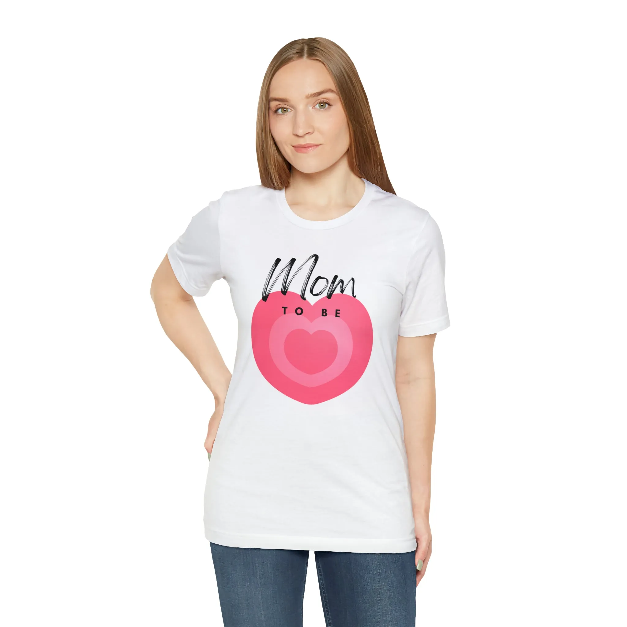 Mom Pink Heart T-Shirt | Expectant Mom Tee |  Bella Canvas 3001 Unisex |  Mother Short Sleeve Tshirt