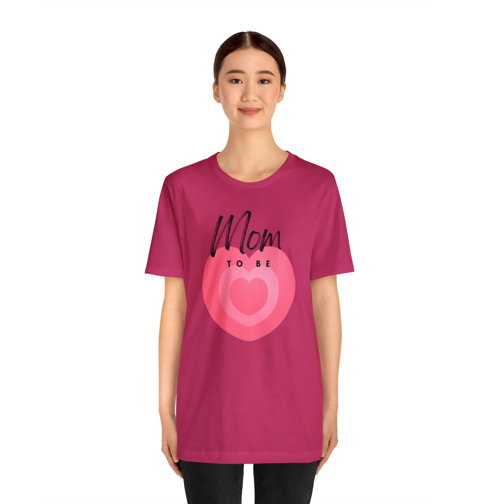 Mom Pink Heart T-Shirt | Expectant Mom Tee |  Bella Canvas 3001 Unisex |  Mother Short Sleeve Tshirt