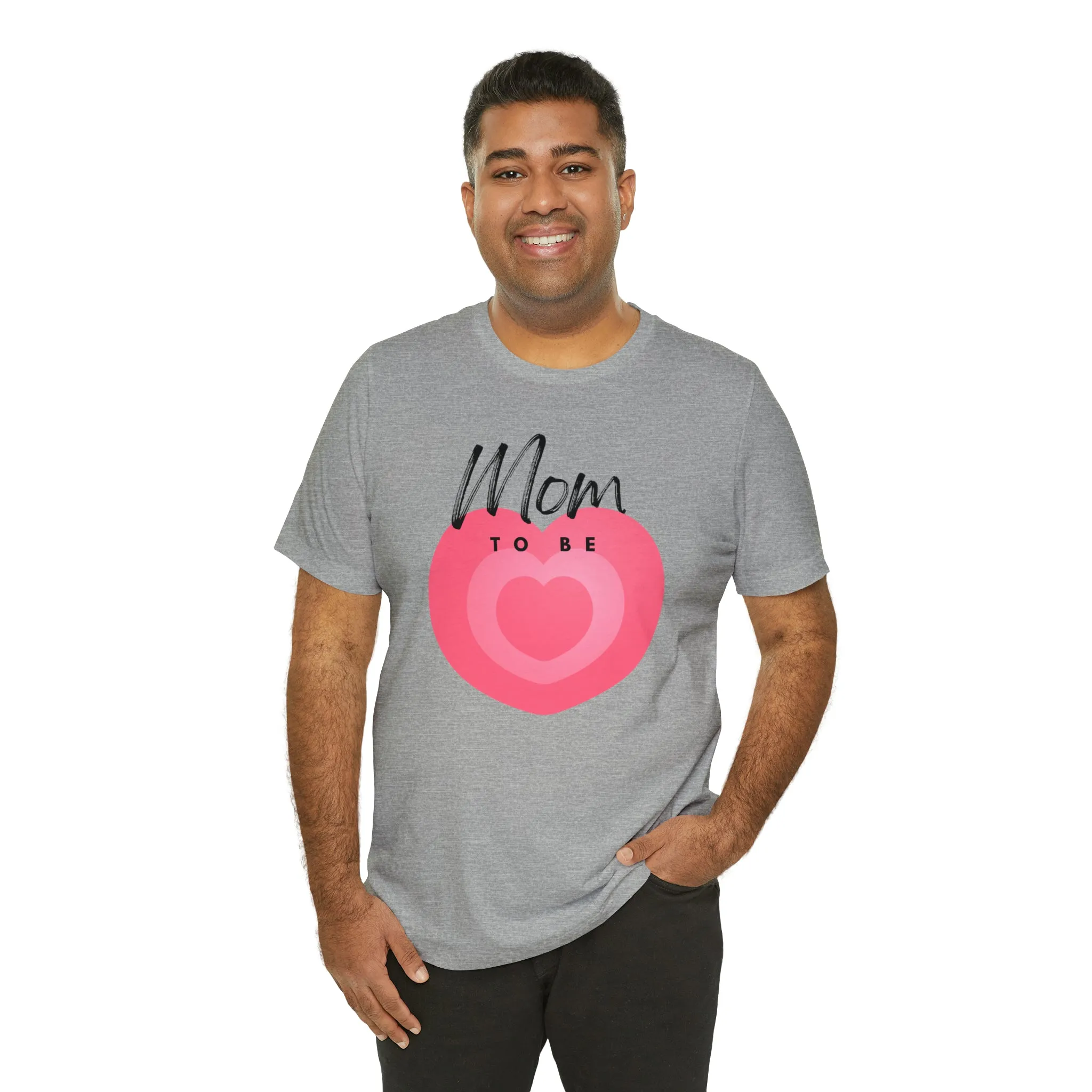 Mom Pink Heart T-Shirt | Expectant Mom Tee |  Bella Canvas 3001 Unisex |  Mother Short Sleeve Tshirt