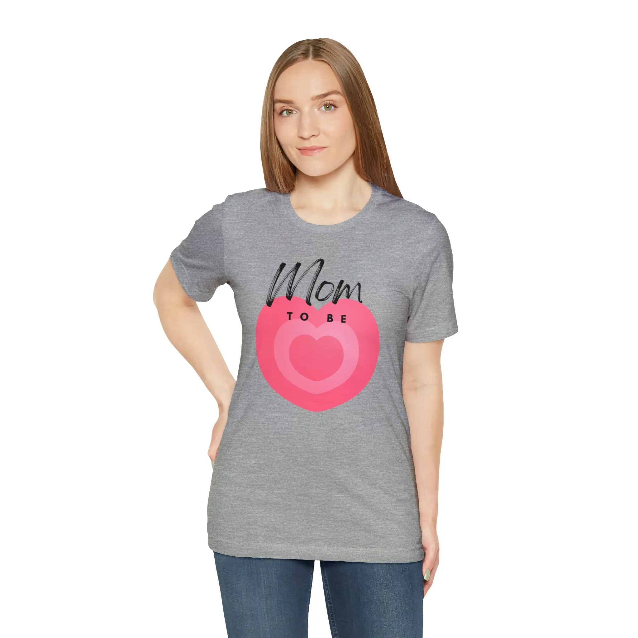 Mom Pink Heart T-Shirt | Expectant Mom Tee |  Bella Canvas 3001 Unisex |  Mother Short Sleeve Tshirt