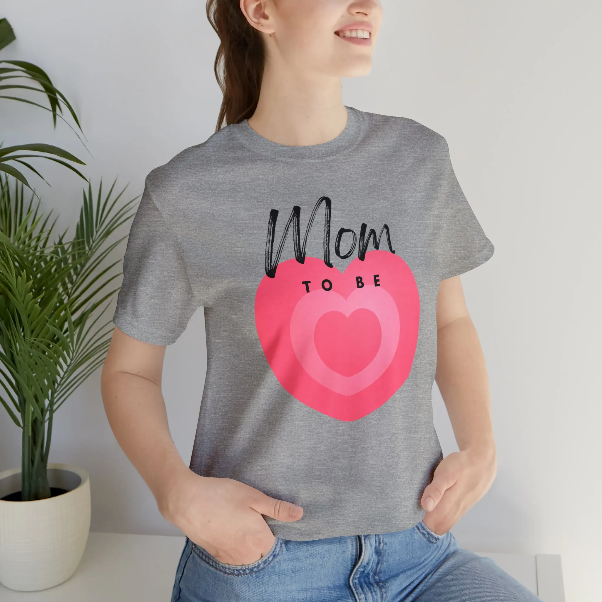 Mom Pink Heart T-Shirt | Expectant Mom Tee |  Bella Canvas 3001 Unisex |  Mother Short Sleeve Tshirt