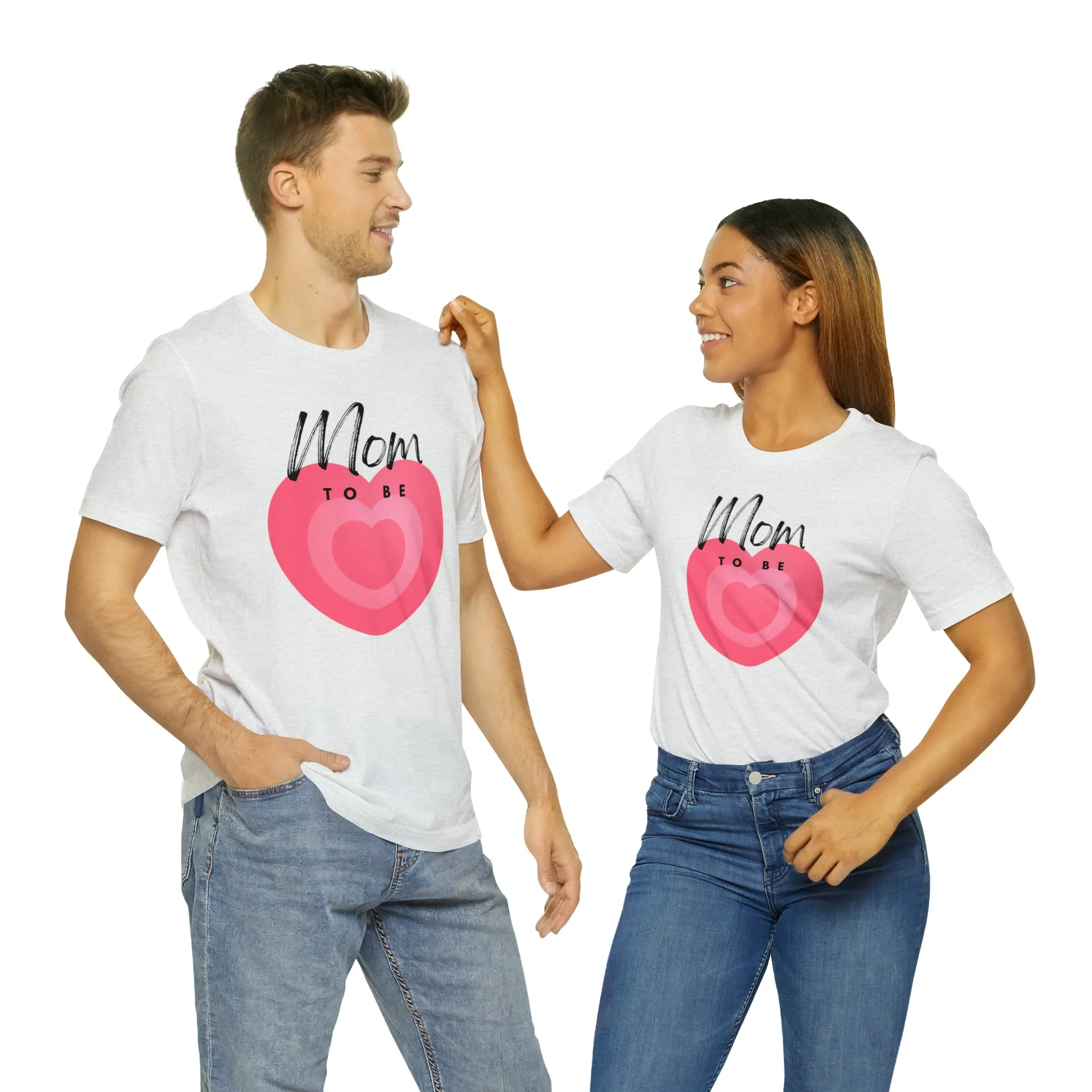 Mom Pink Heart T-Shirt | Expectant Mom Tee |  Bella Canvas 3001 Unisex |  Mother Short Sleeve Tshirt