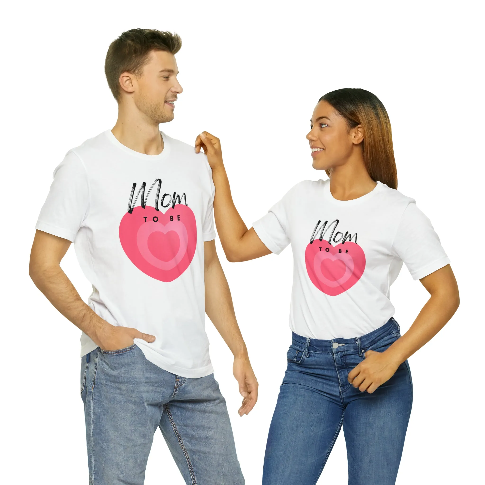 Mom Pink Heart T-Shirt | Expectant Mom Tee |  Bella Canvas 3001 Unisex |  Mother Short Sleeve Tshirt