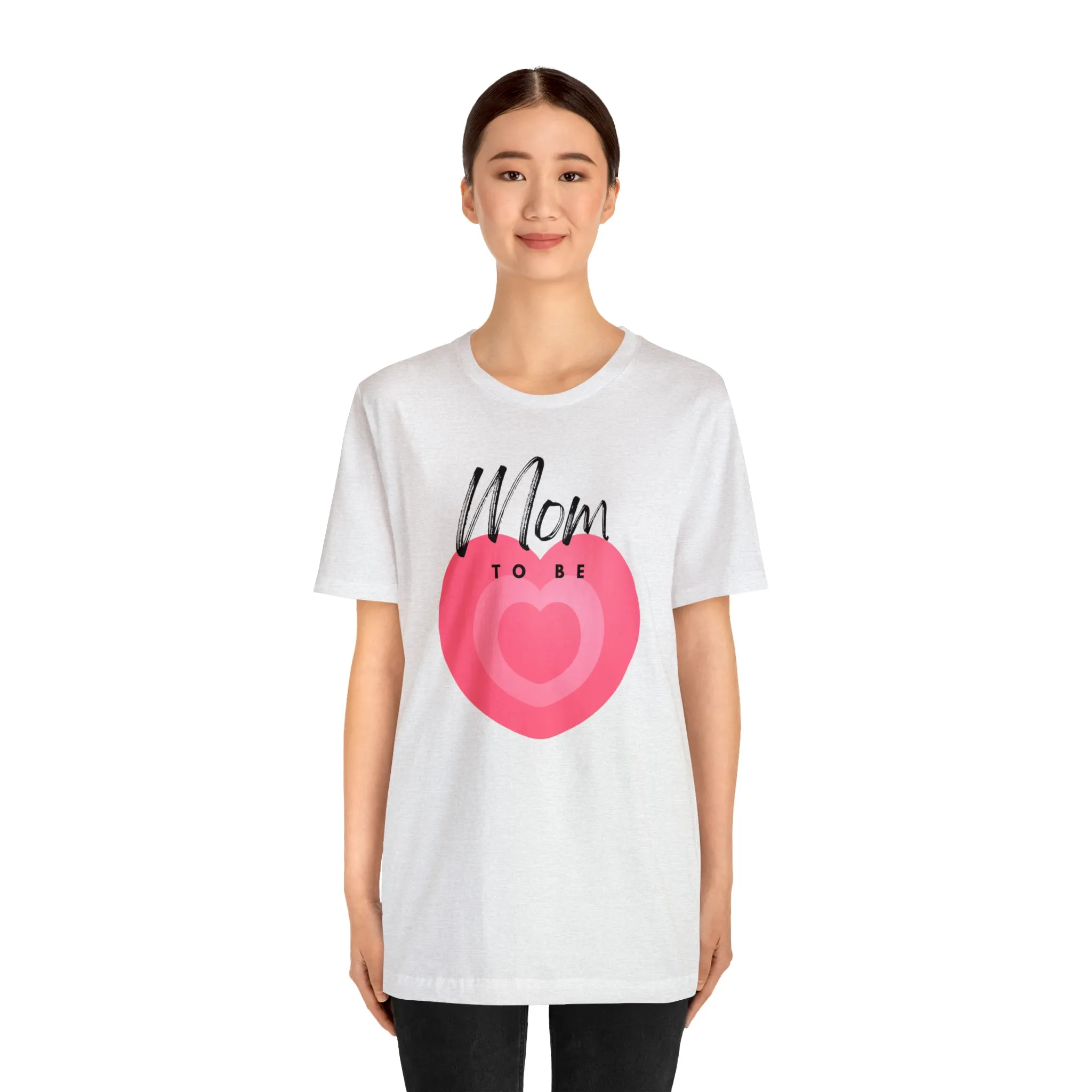 Mom Pink Heart T-Shirt | Expectant Mom Tee |  Bella Canvas 3001 Unisex |  Mother Short Sleeve Tshirt