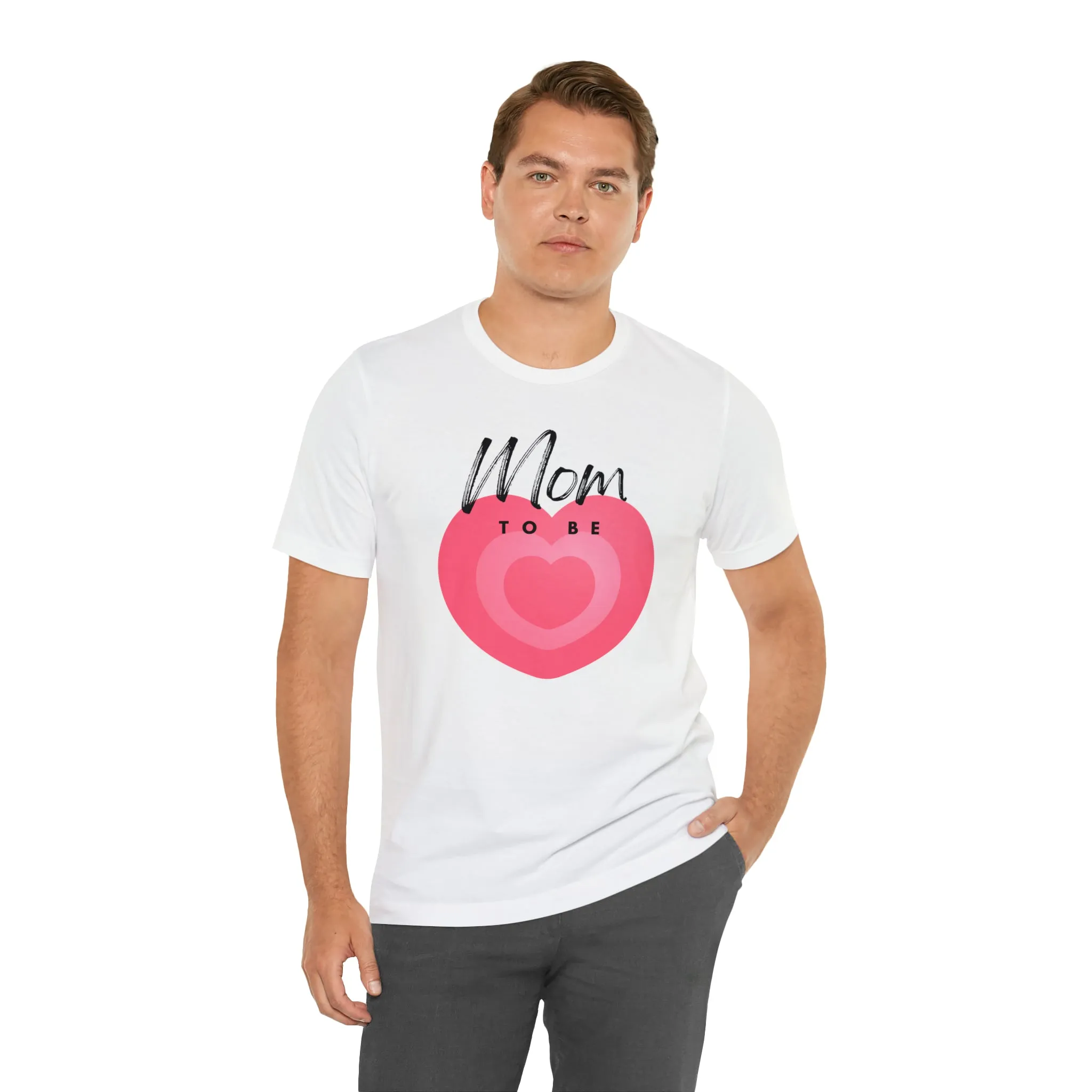Mom Pink Heart T-Shirt | Expectant Mom Tee |  Bella Canvas 3001 Unisex |  Mother Short Sleeve Tshirt