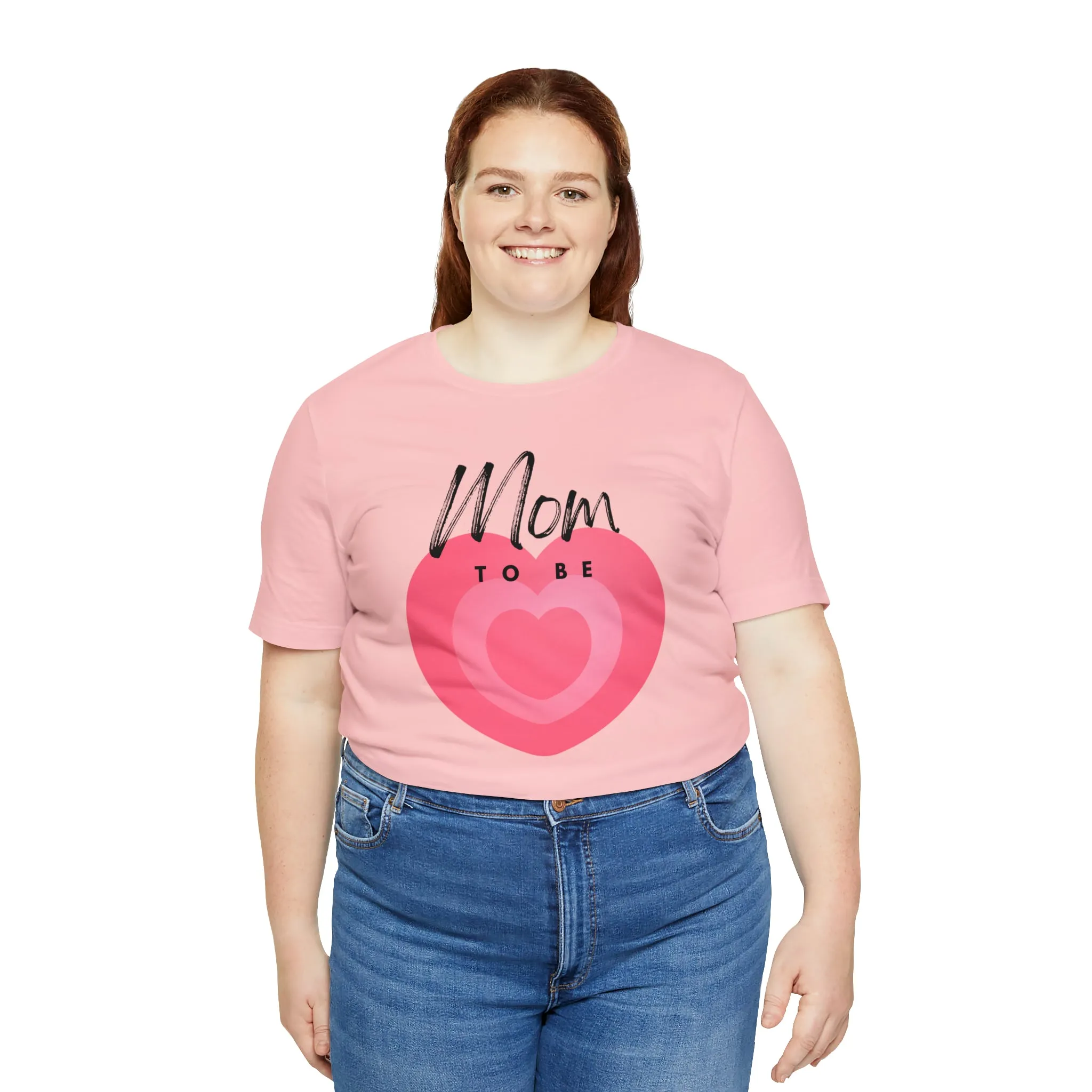 Mom Pink Heart T-Shirt | Expectant Mom Tee |  Bella Canvas 3001 Unisex |  Mother Short Sleeve Tshirt